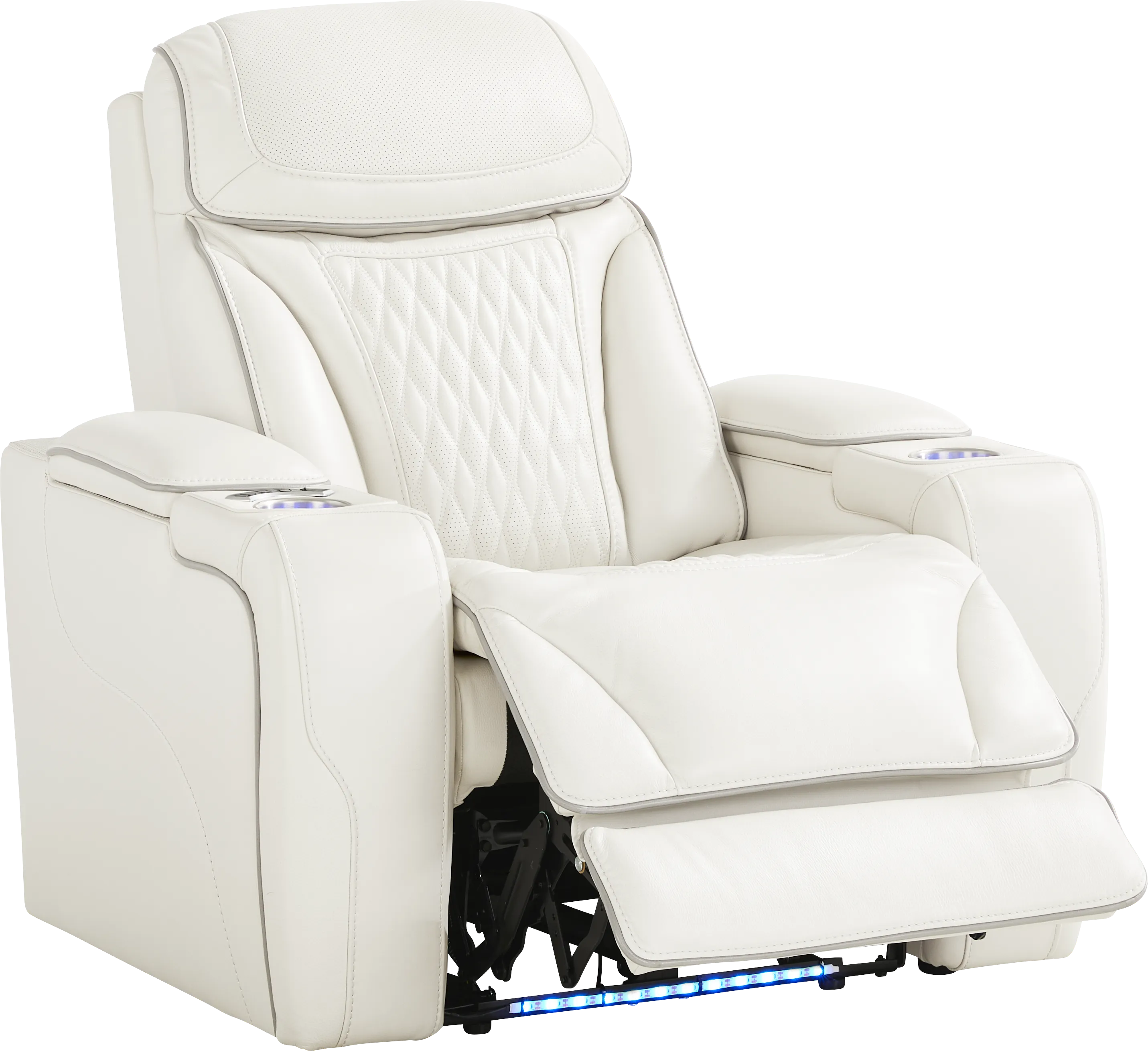 White Leather Sound Tech by Shaq Recliner To Go - Thumbnail - Image 1
