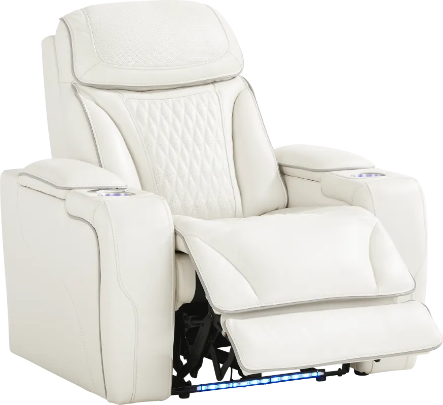 White Leather Sound Tech by Shaq Recliner To Go