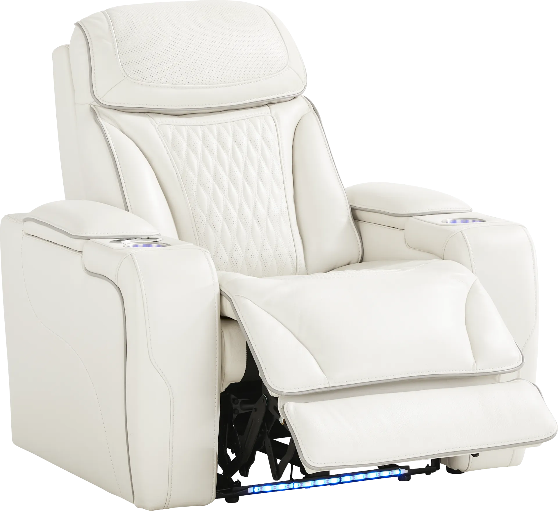 White Leather Sound Tech by Shaq Recliner To Go - Image 1
