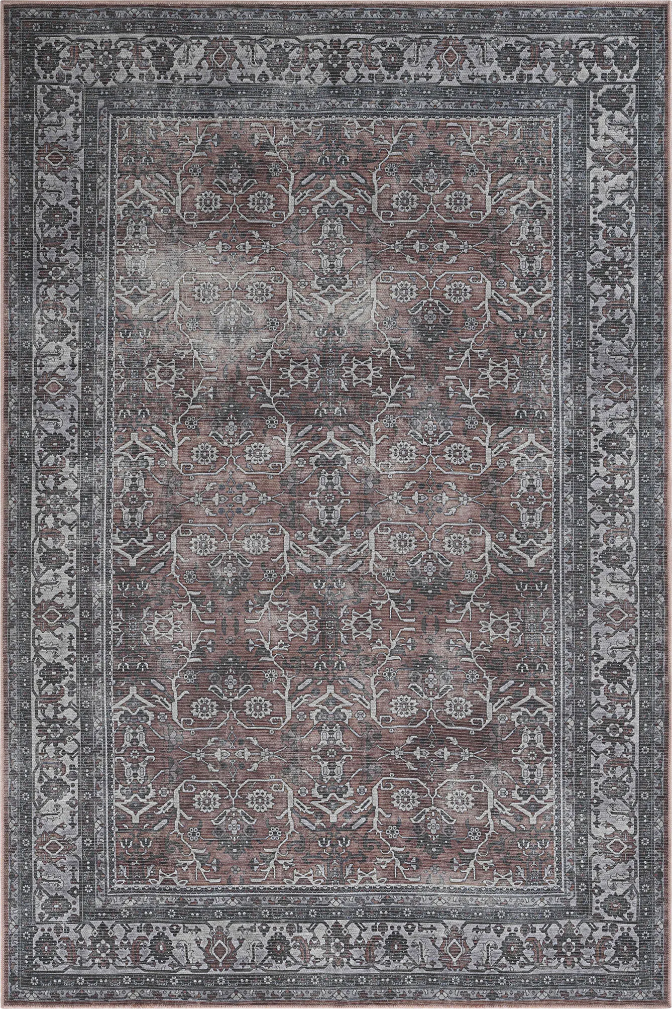 Arbelle Red 5'3 x 7'6 Machine Washable Rug - Image 1