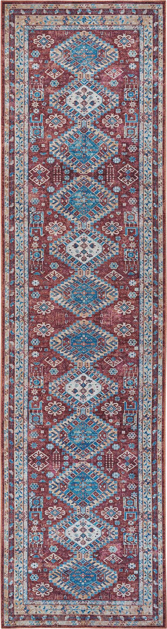 Aebby Red 2'7 x 10' Machine Washable Rug - Image 1