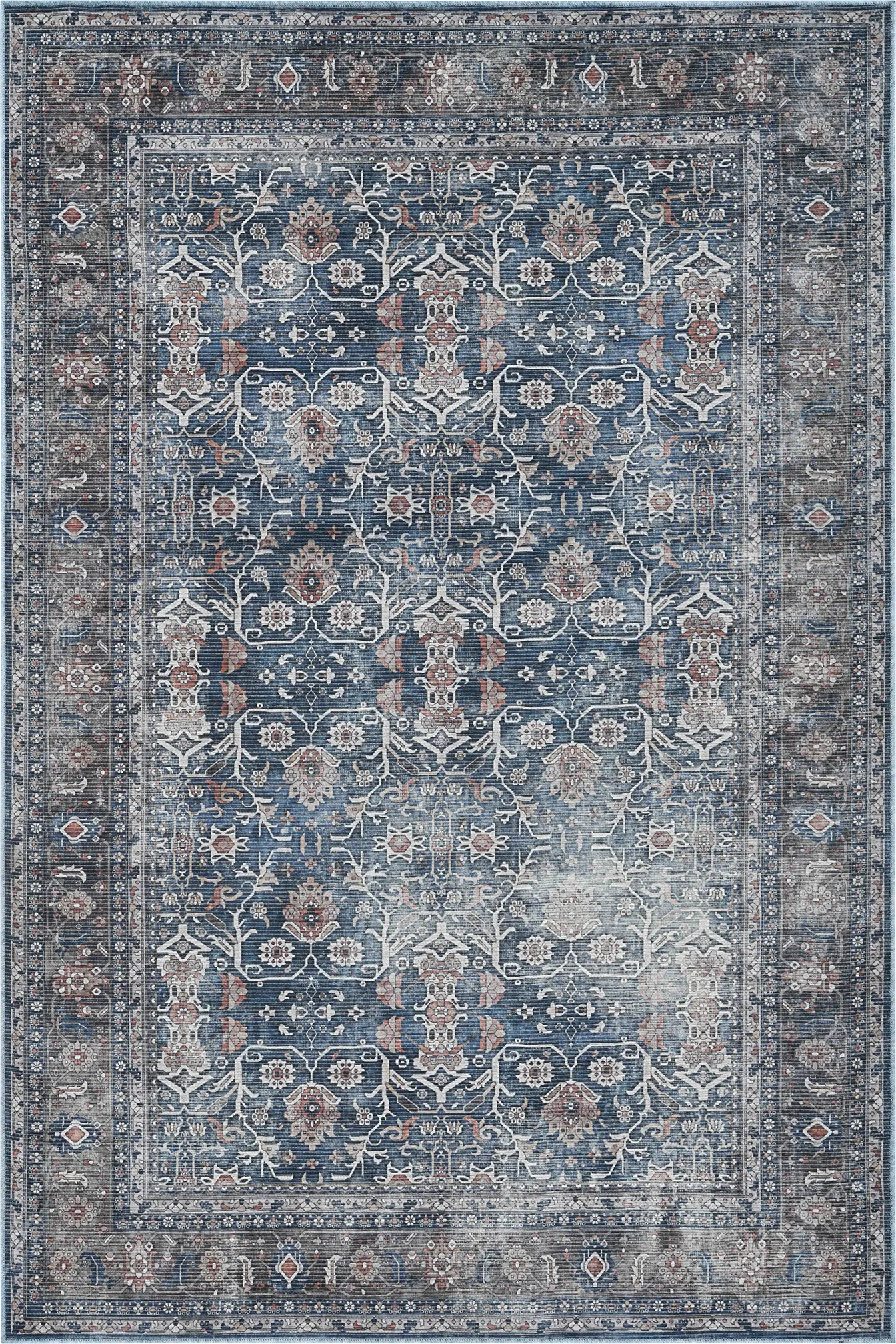 Arbelle Dark Blue 9'2 x 11'9 Machine Washable Rug - Image 1