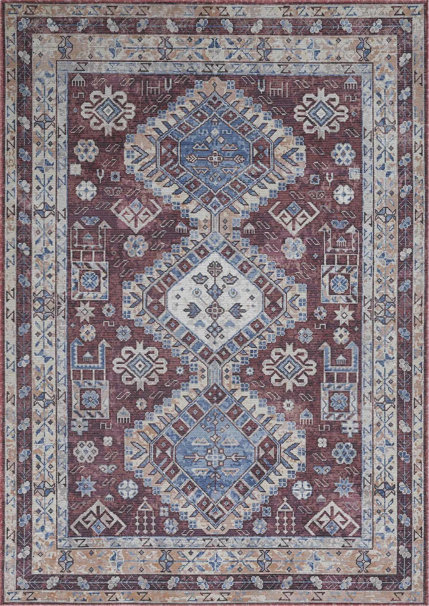 Aebby Red 9'2 x 11'9 Machine Washable Rug - Thumbnail - Image 1