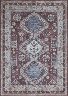 Aebby Red 5'3 x 7'6 Machine Washable Rug