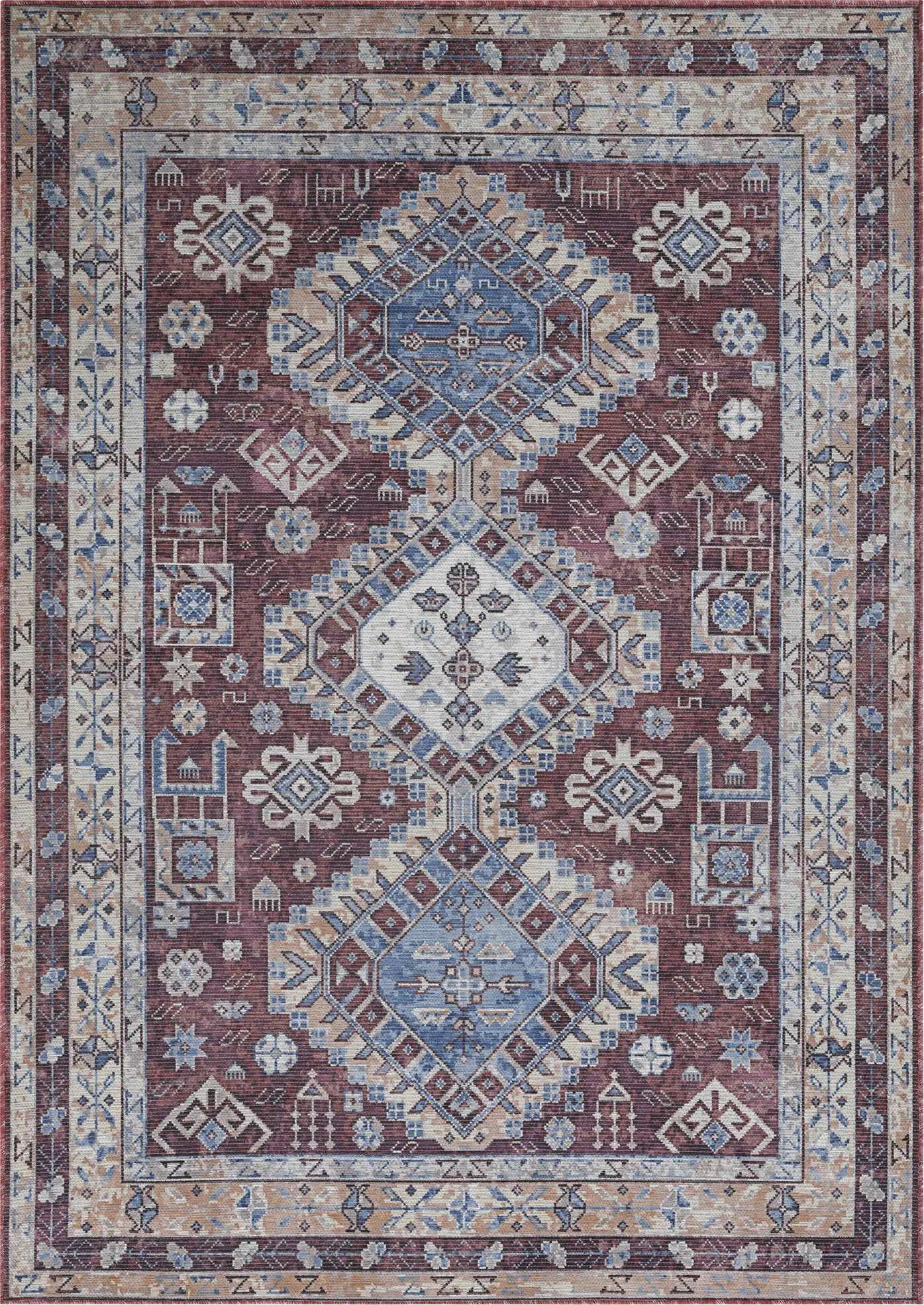 Aebby Red 9'2 x 11'9 Machine Washable Rug