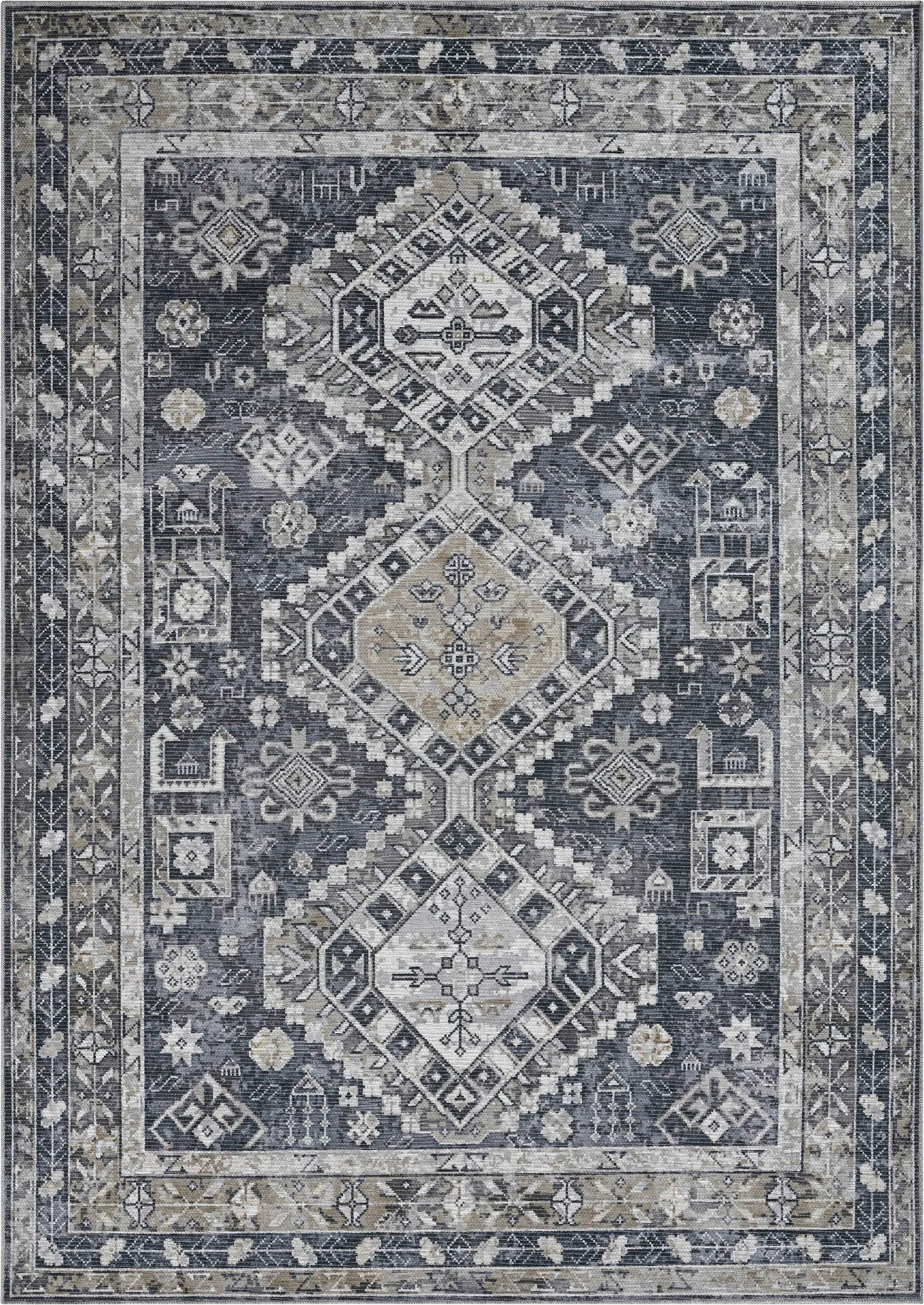 Aebby Gray 9'2 x 11'9 Machine Washable Rug - Image 1