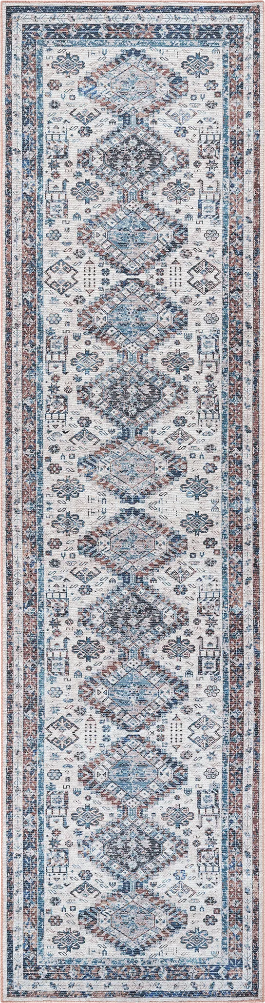 Aebby Blue 2'7 x 10' Machine Washable Rug - Image 1
