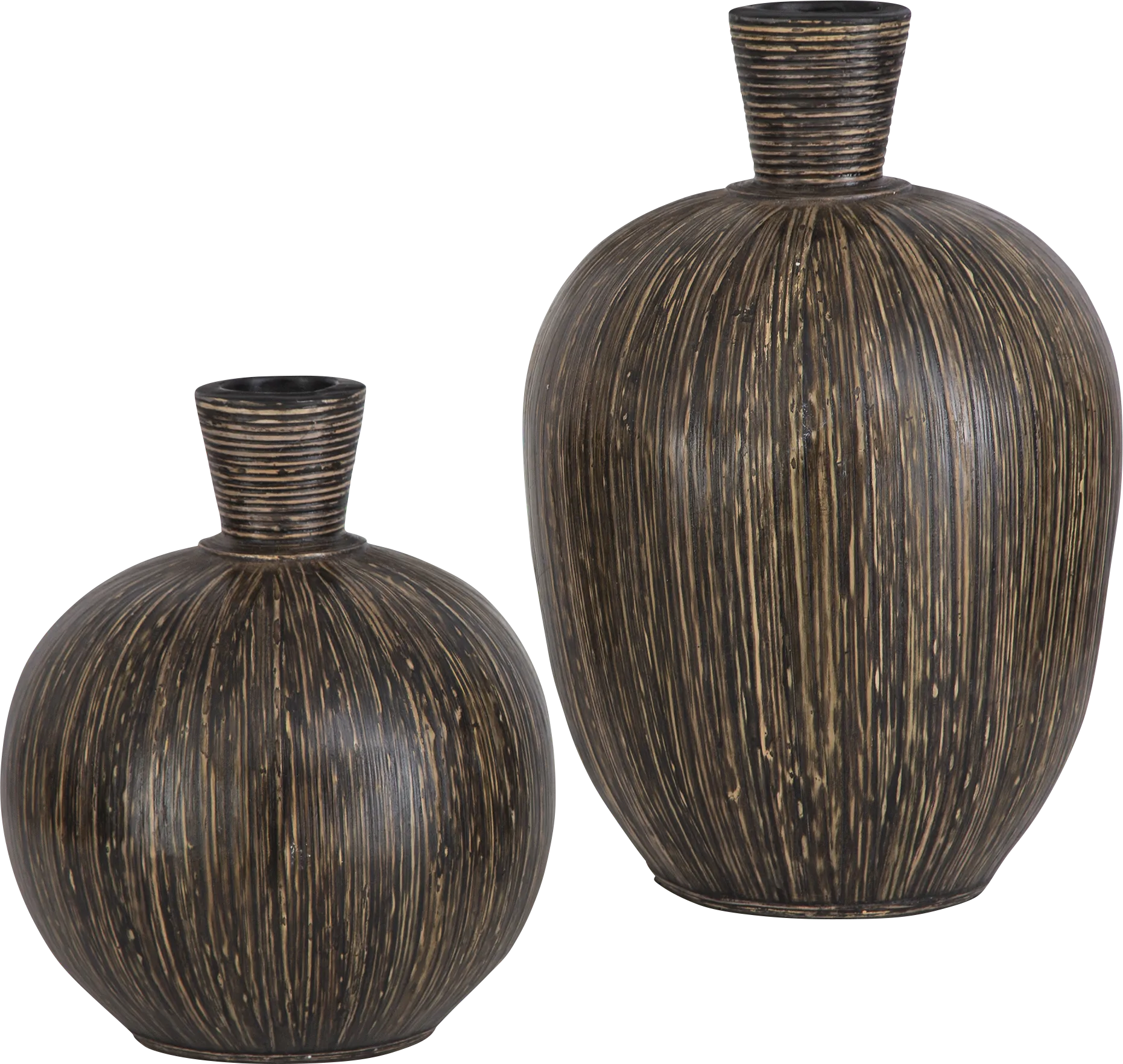 Trekor Brown Vase, Set of 2 - Image 1