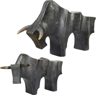 Tishi Bronze Sculpture, Set of 2