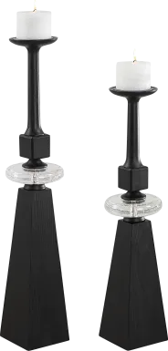 Barri Black Candle Holder, Set of 2