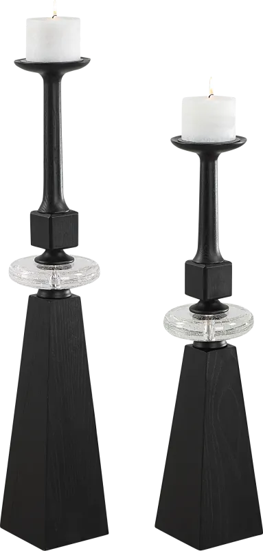 Barri Black Candle Holder, Set of 2