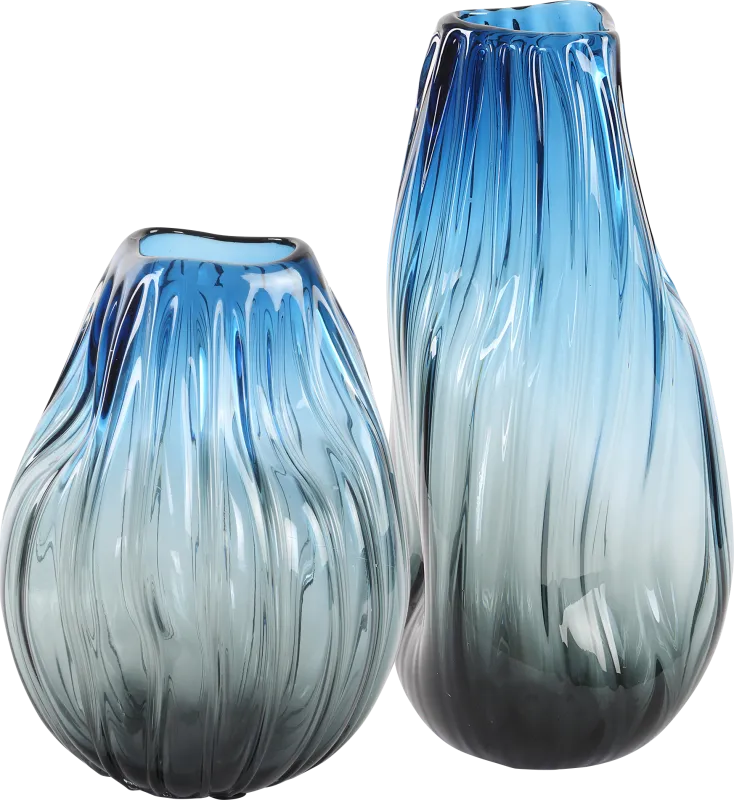 Mukuta Blue Vase, Set of 2