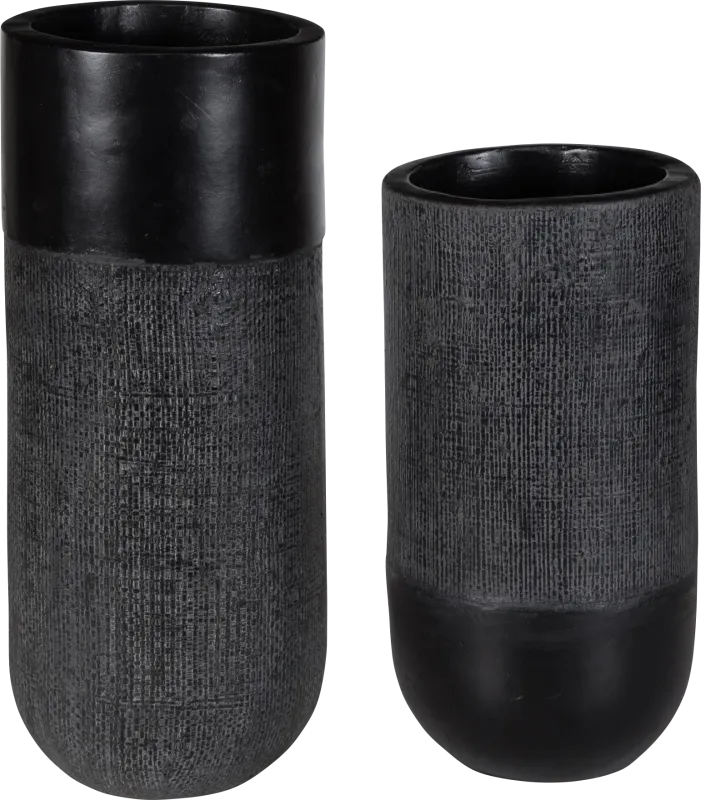 Destra Black Vase, Set of 2