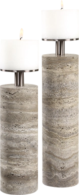 Askio Gray Candle Holder, Set of 2