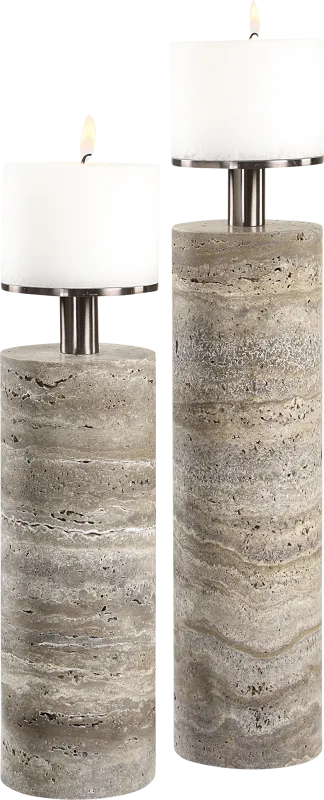 Askio Gray Candle Holder, Set of 2