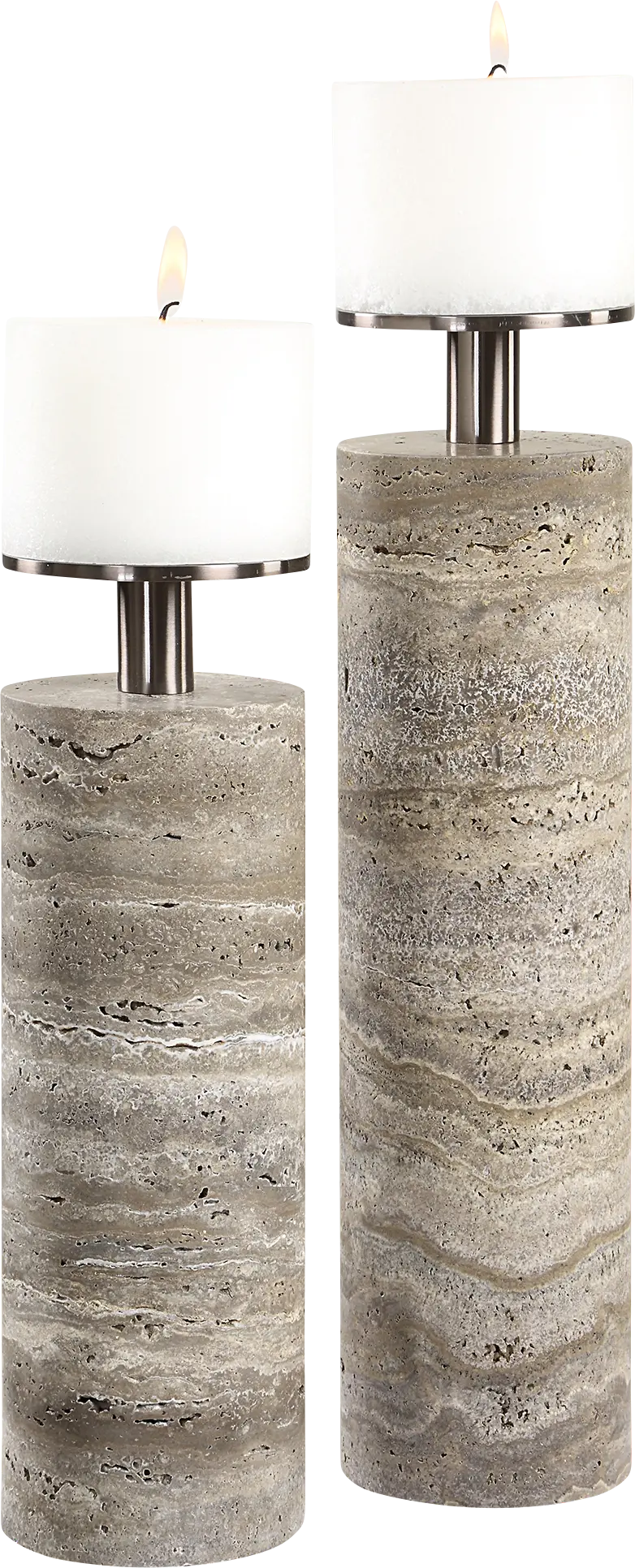 Askio Gray Candle Holder, Set of 2