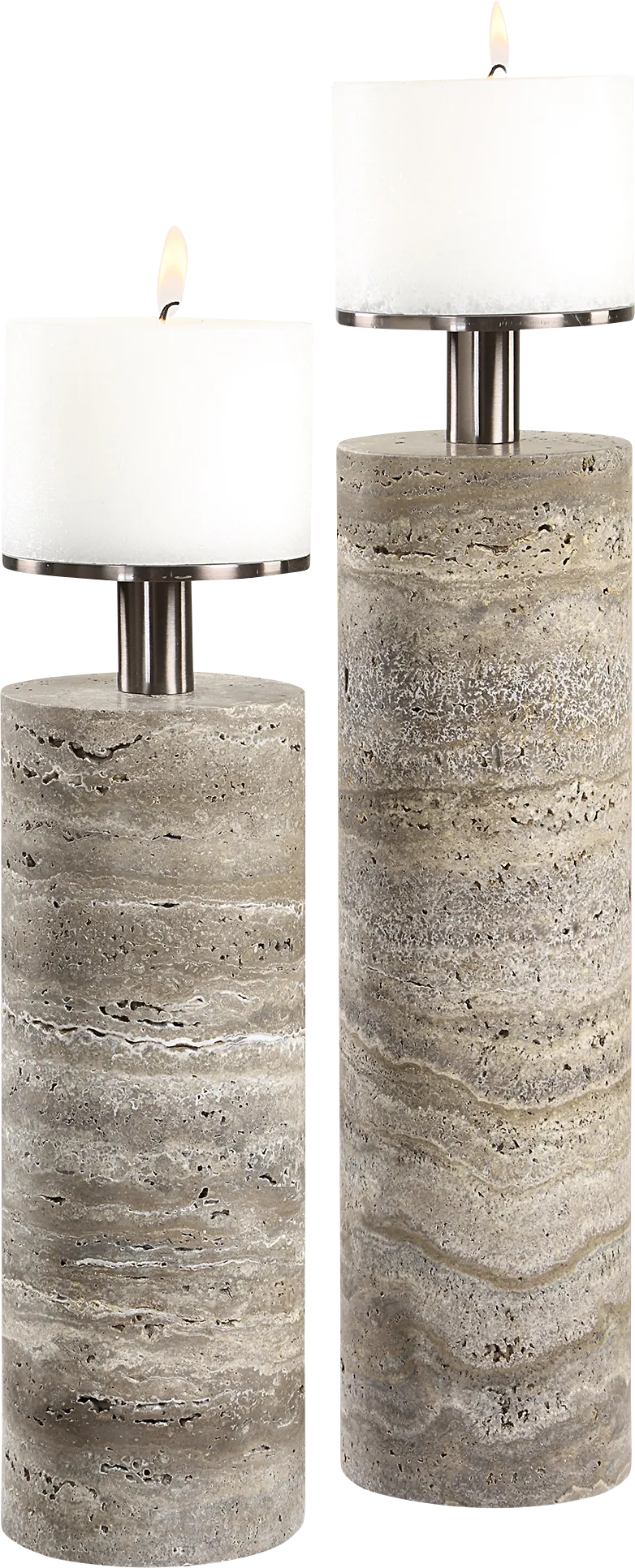 Askio Gray Candle Holder, Set of 2 - Image 1