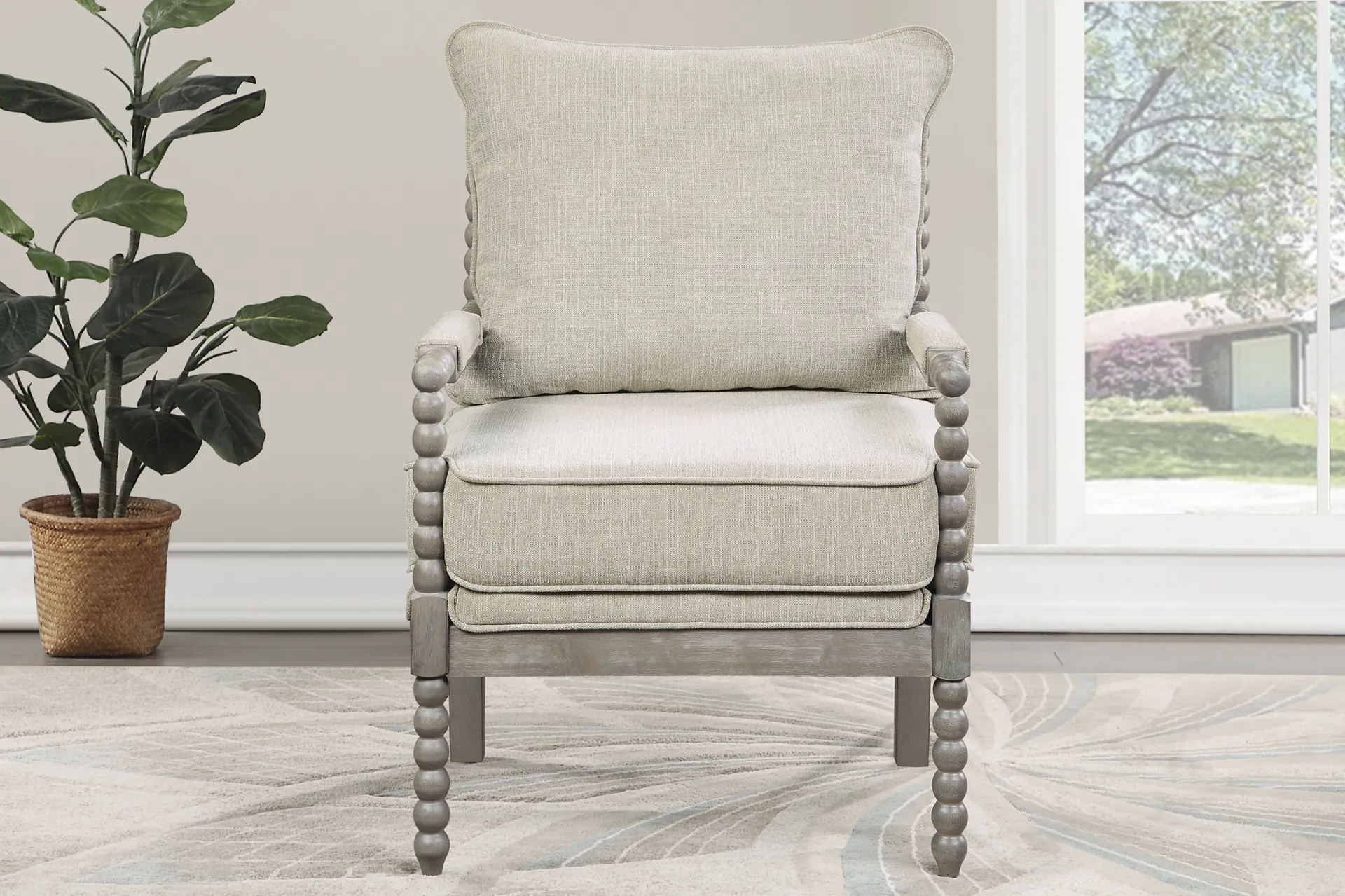 Susanna Gray Accent Chair with Beige Cushions - Image 5