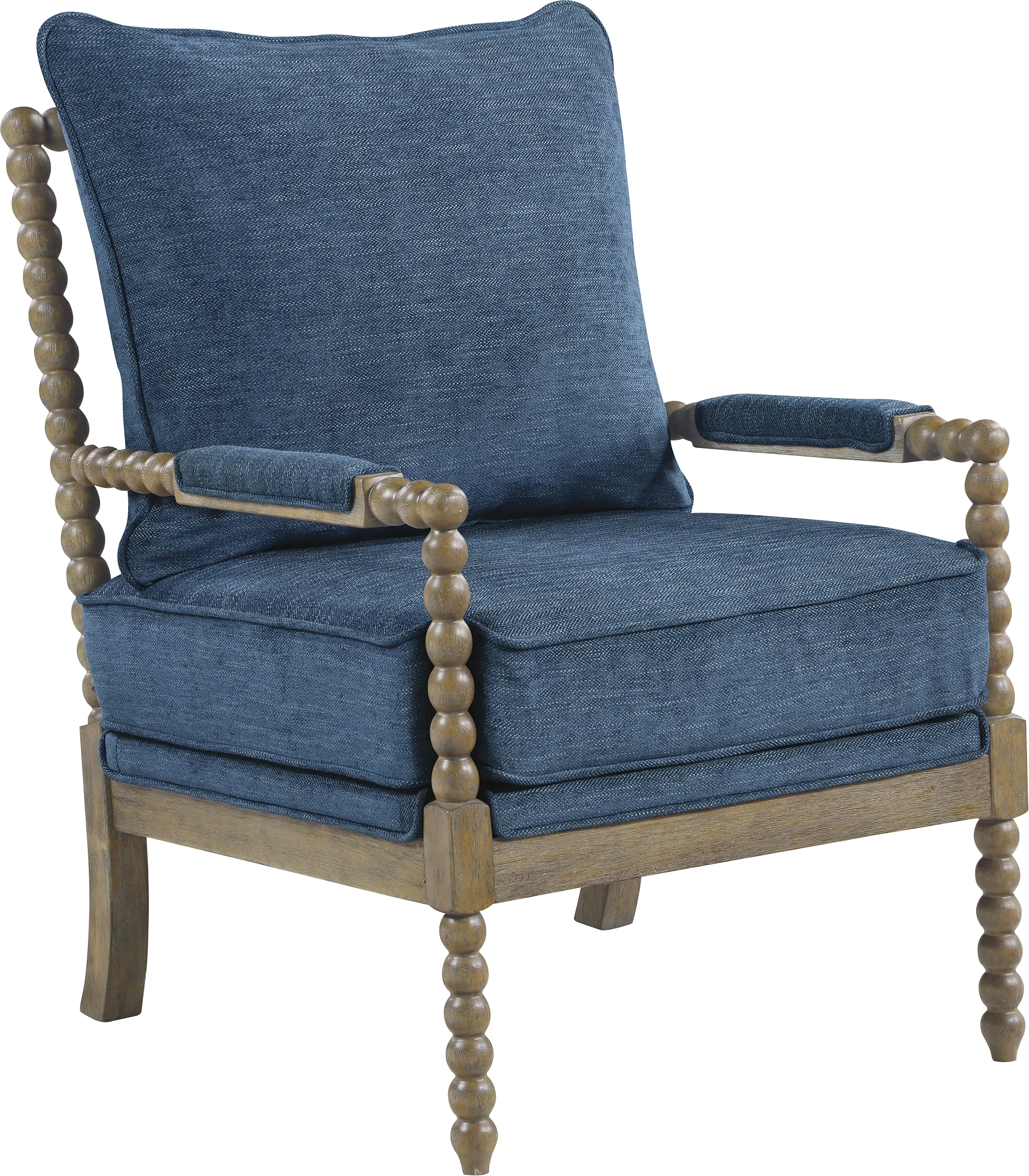 Susanna Brown Accent Chair with Navy Cushions - Thumbnail - Image 1