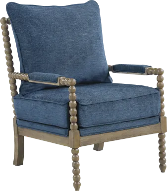 Susanna Brown Accent Chair with Navy Cushions