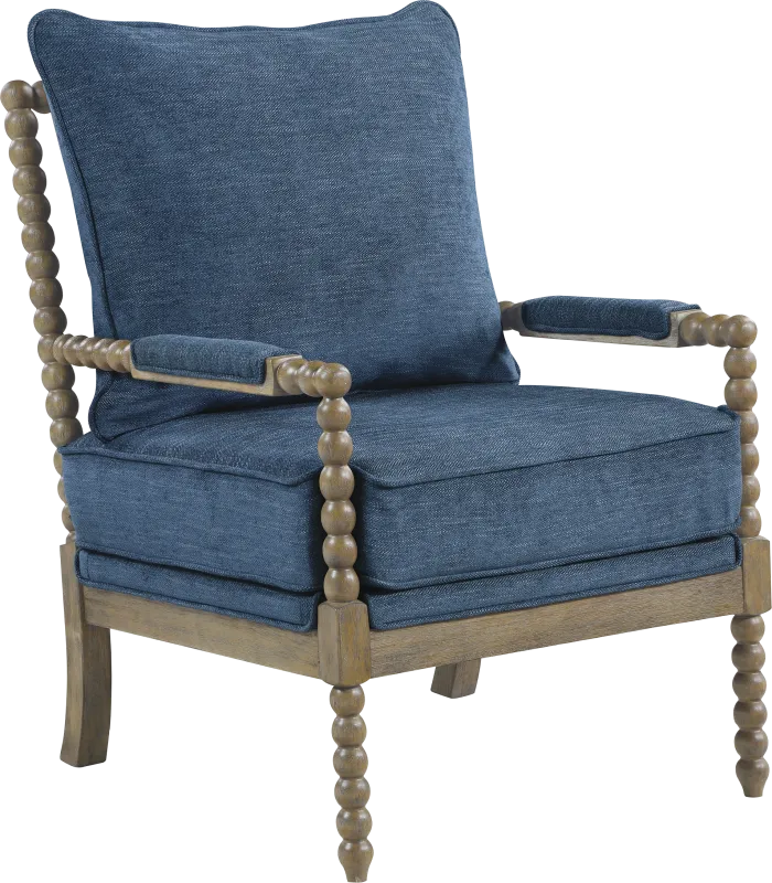 Susanna Brown Accent Chair with Navy Cushions