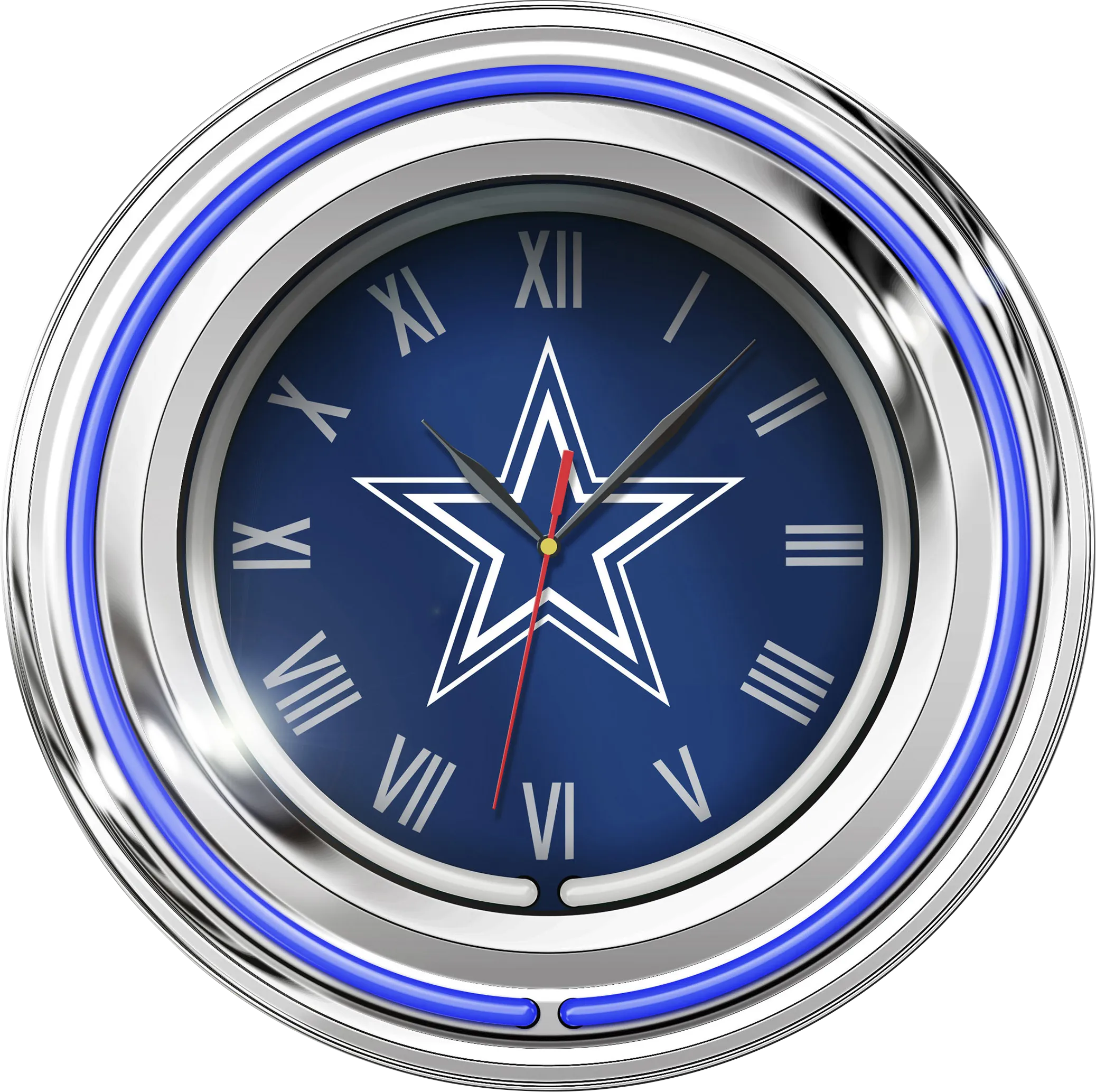 Dallas Cowboys Blue Neon Wall Clock - Thumbnail - Image 1