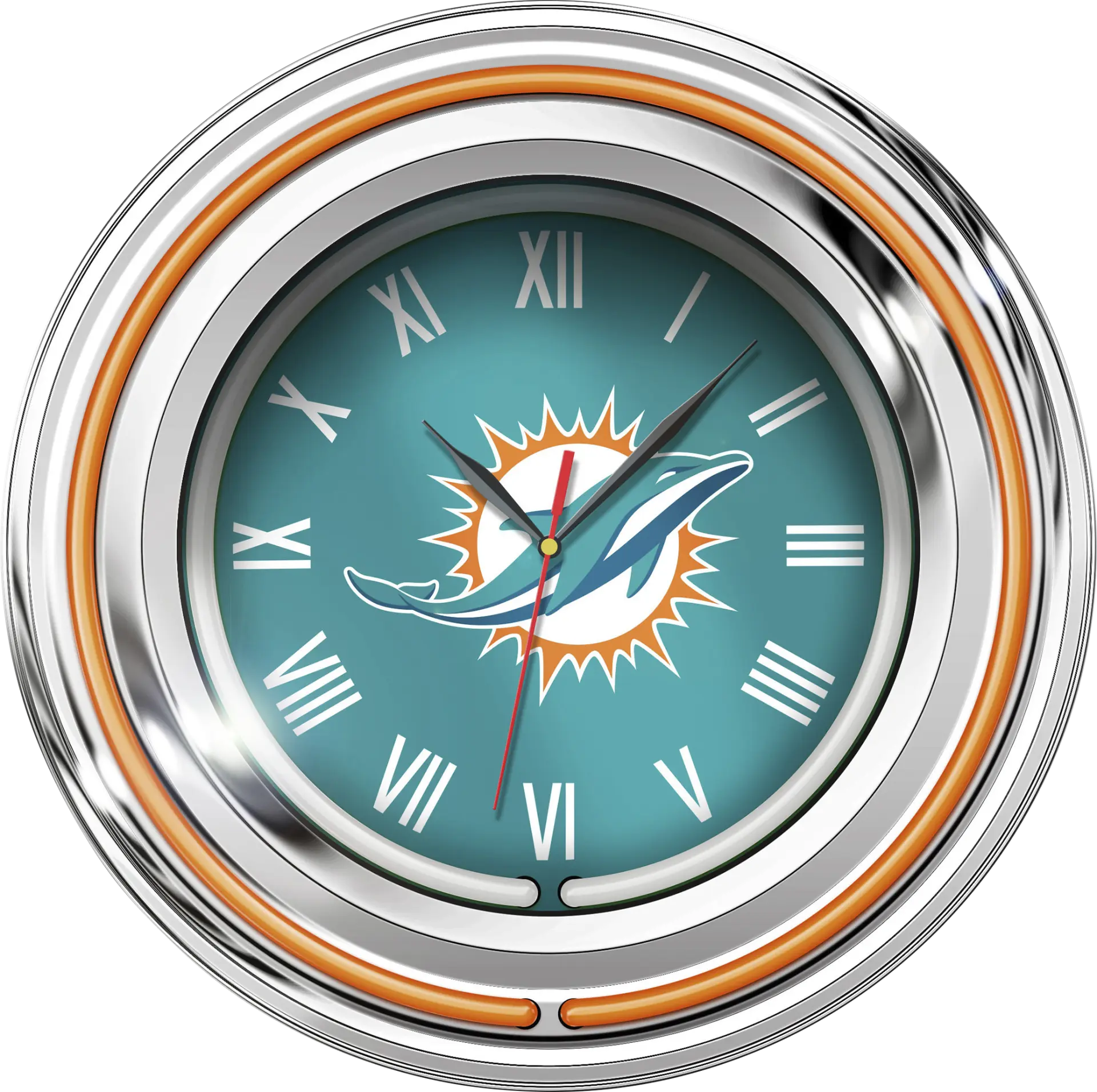 Miami Dolphins Aqua Neon Wall Clock