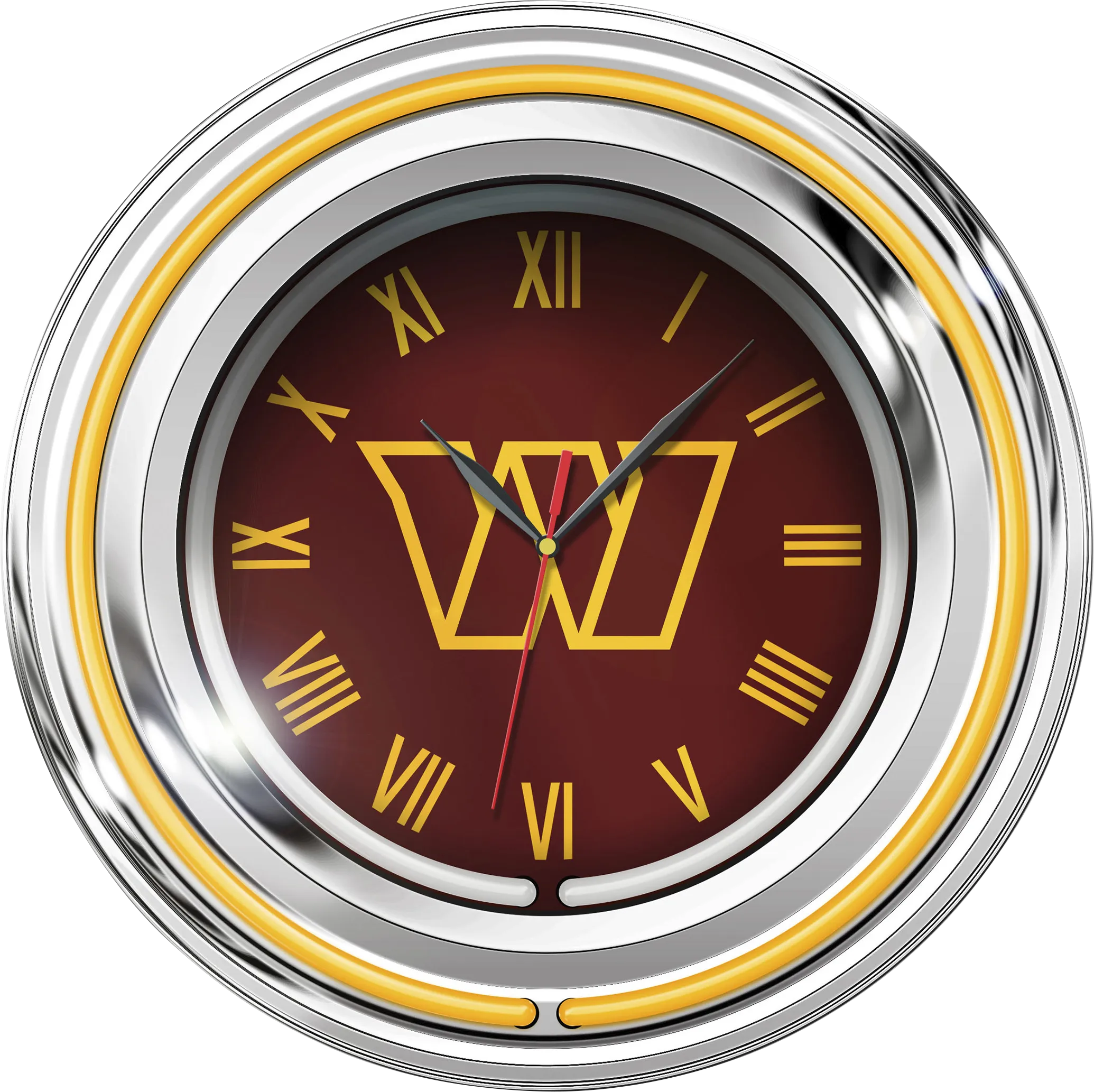 Washington Commanders Burgundy Neon Wall Clock - Thumbnail - Image 1