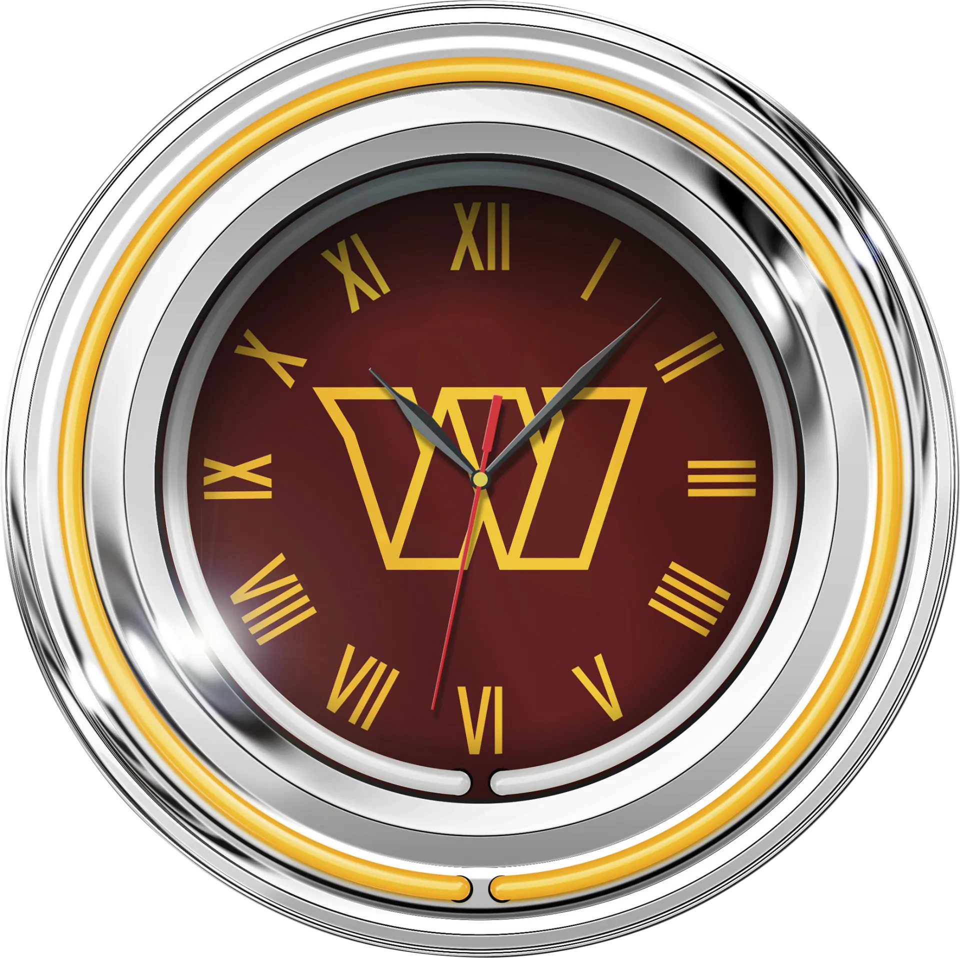 Washington Commanders Burgundy Neon Wall Clock - Image 1