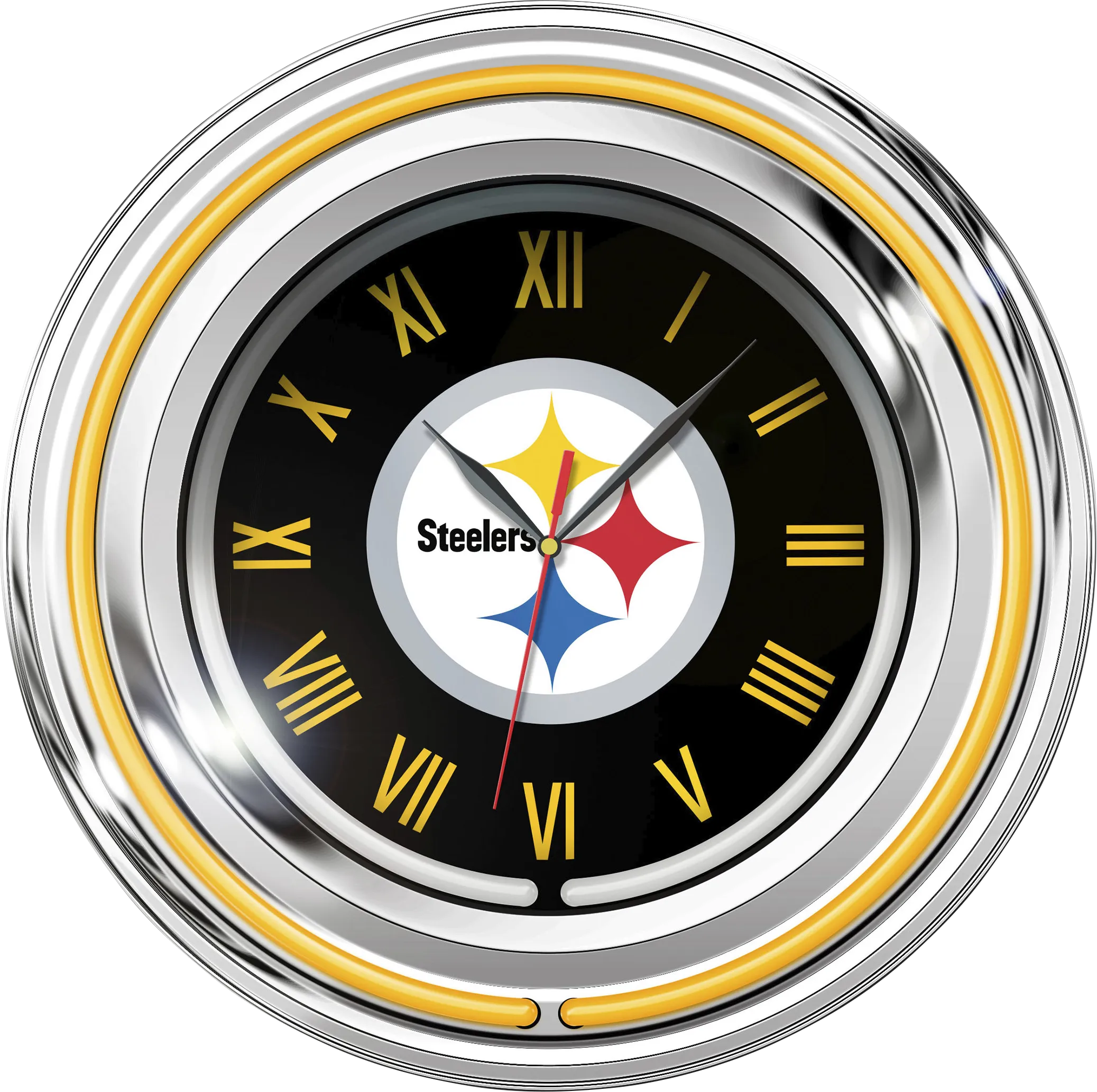 Pittsburgh Steelers White Neon Wall Clock - Thumbnail - Image 1