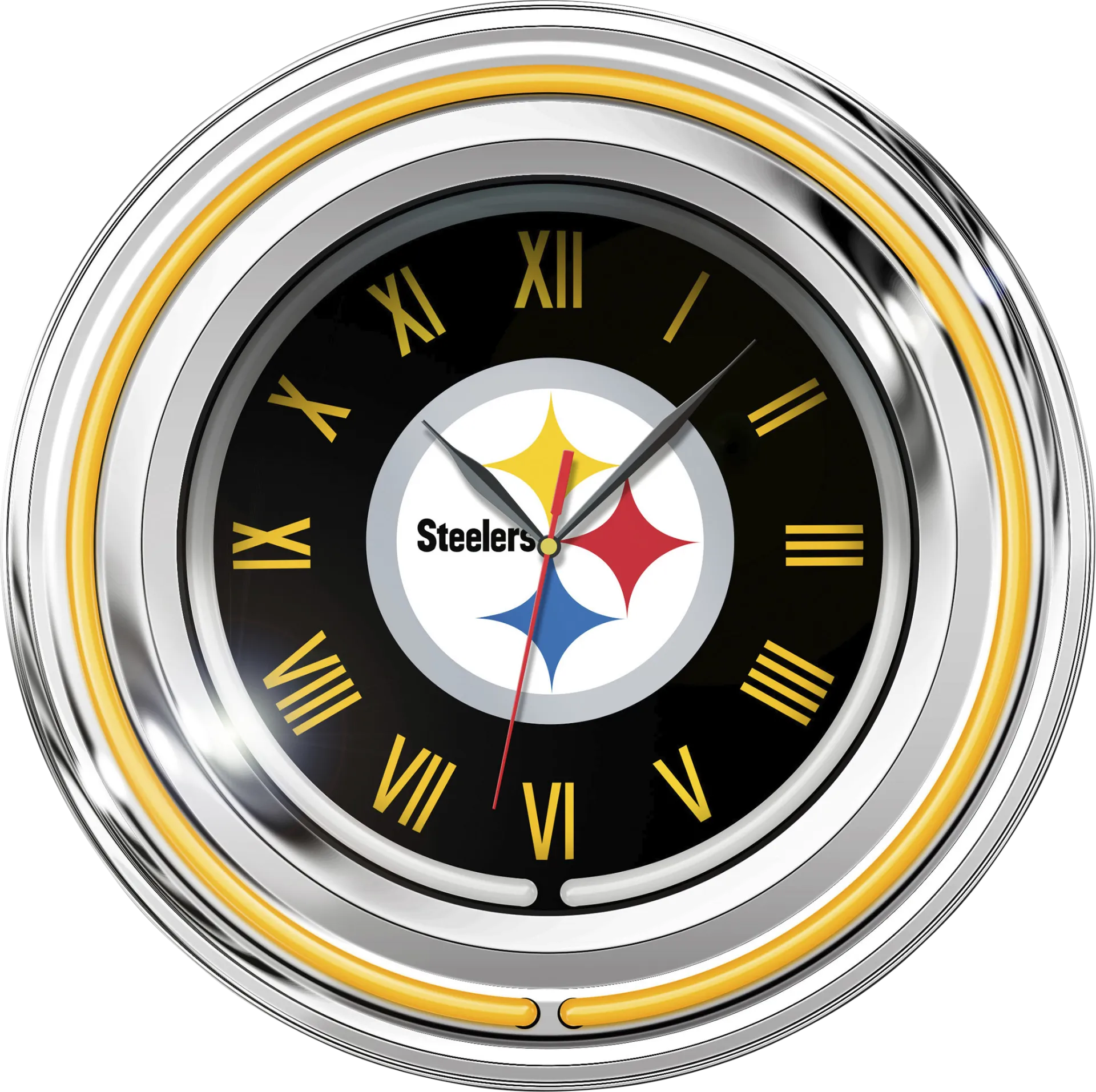 Pittsburgh Steelers White Neon Wall Clock - Image 1