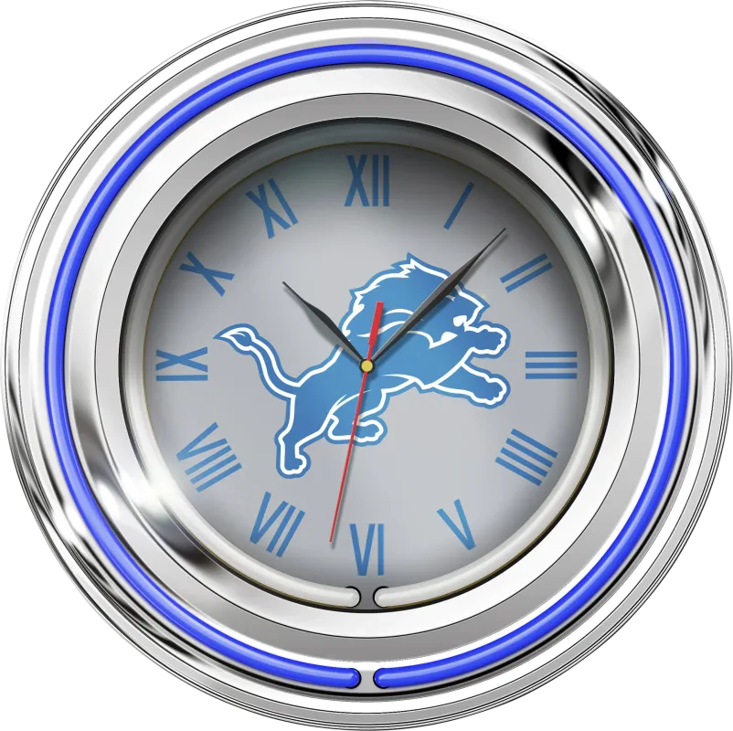 Detroit Lions Gray Neon Wall Clock