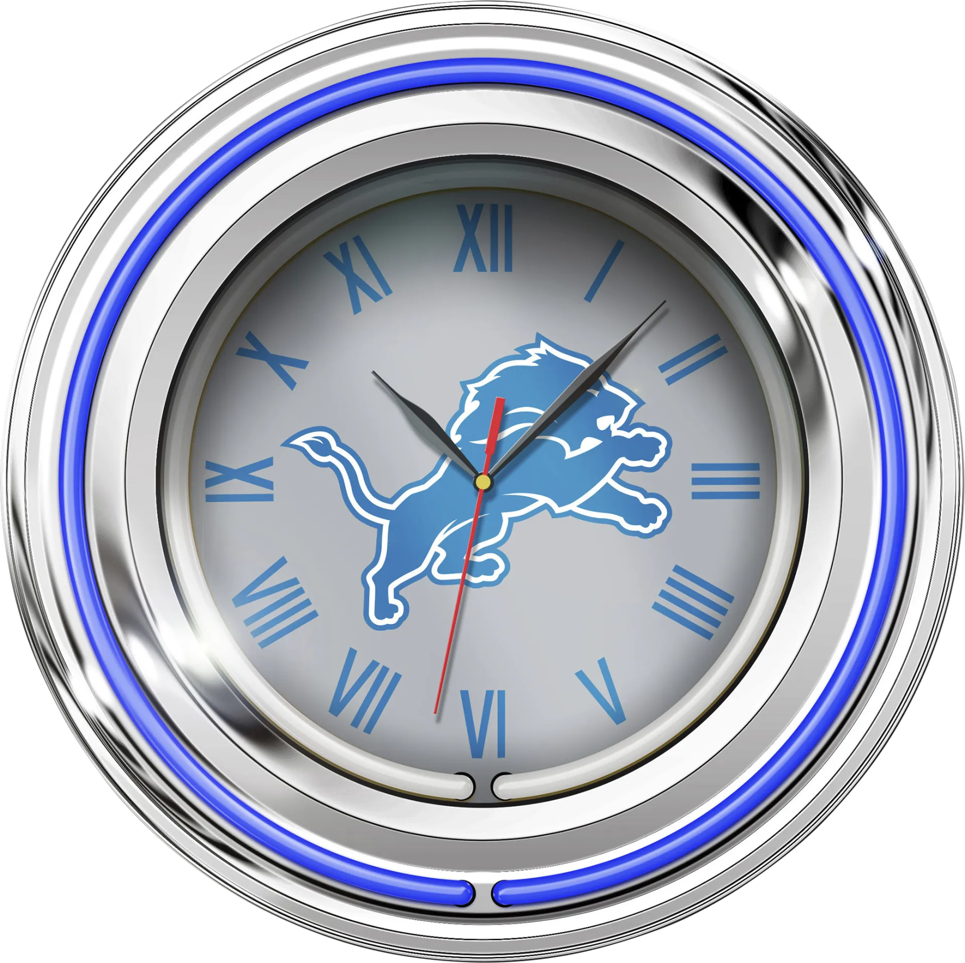Detroit Lions Gray Neon Wall Clock - Image 1