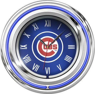 Chicago Cubs Blue Neon Wall Clock