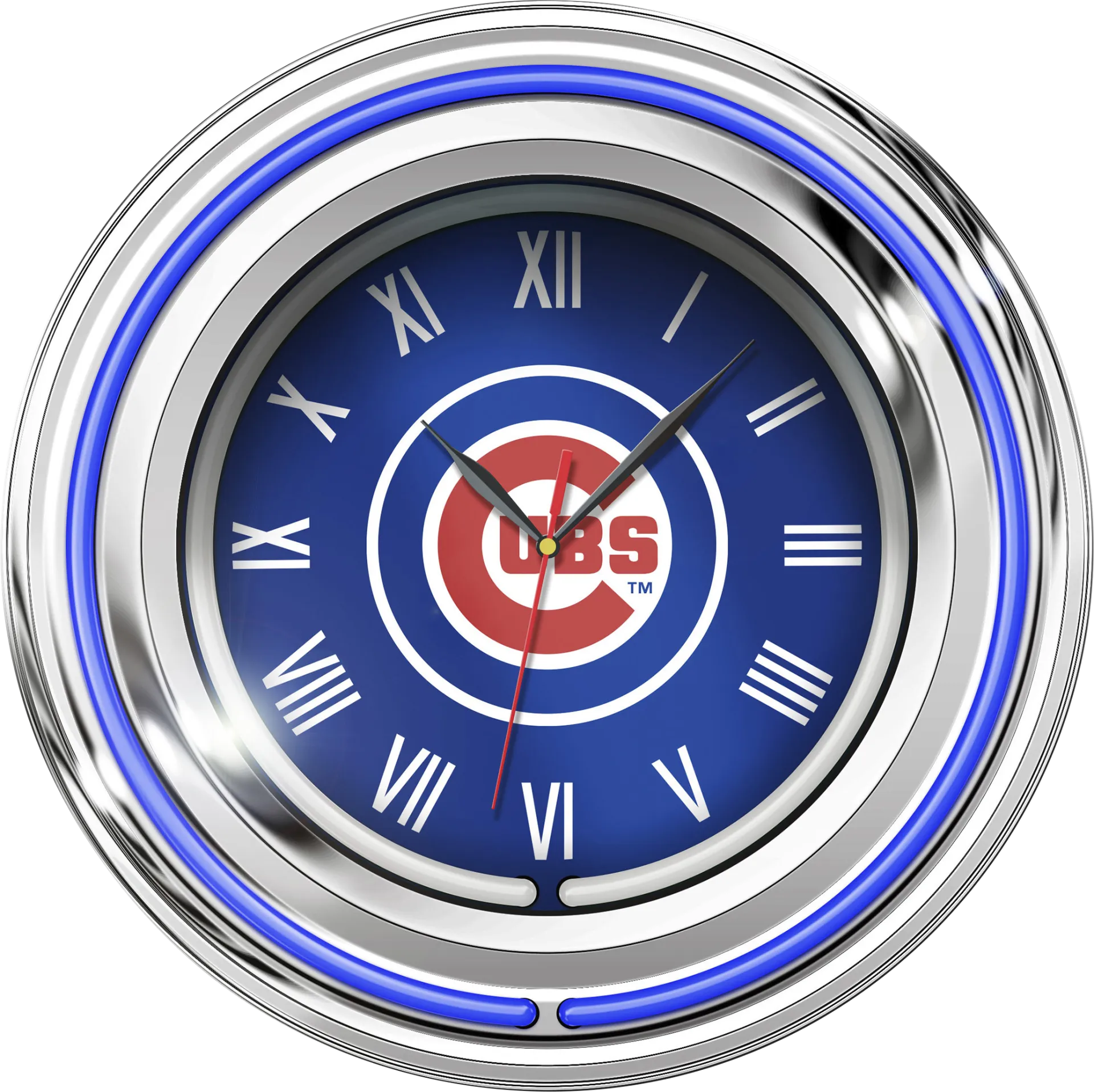 Chicago Cubs Blue Neon Wall Clock - Image 1