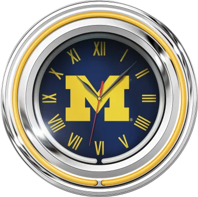 University of Michigan Yellow Neon Wall Clock