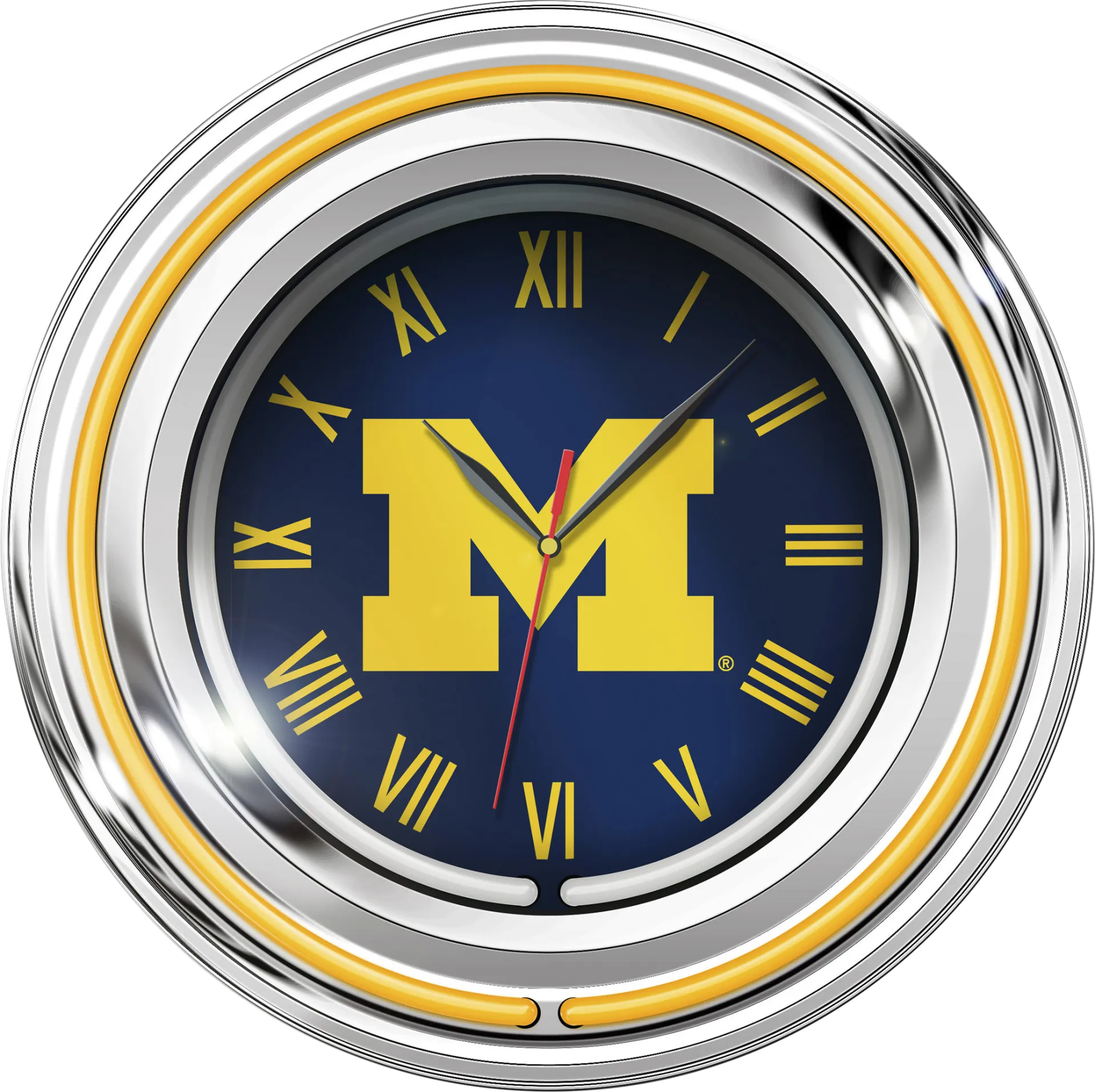 University of Michigan Yellow Neon Wall Clock - Image 1