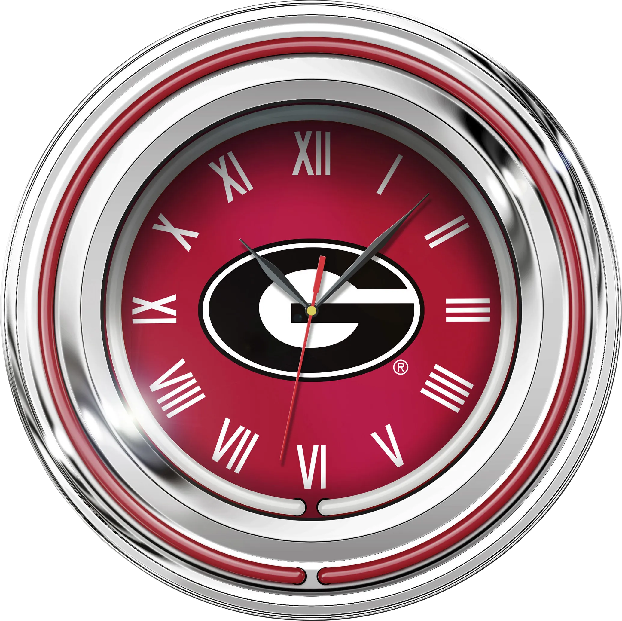 University of Georgia Red Neon Wall Clock - Thumbnail - Image 1