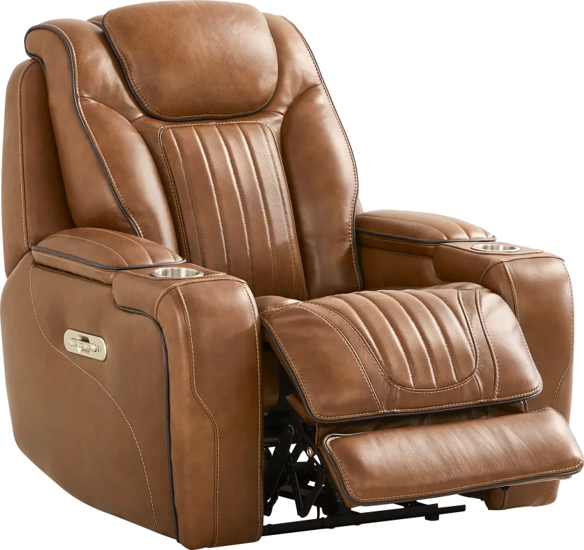 Amplify Brown Leather Triple Power Recliner