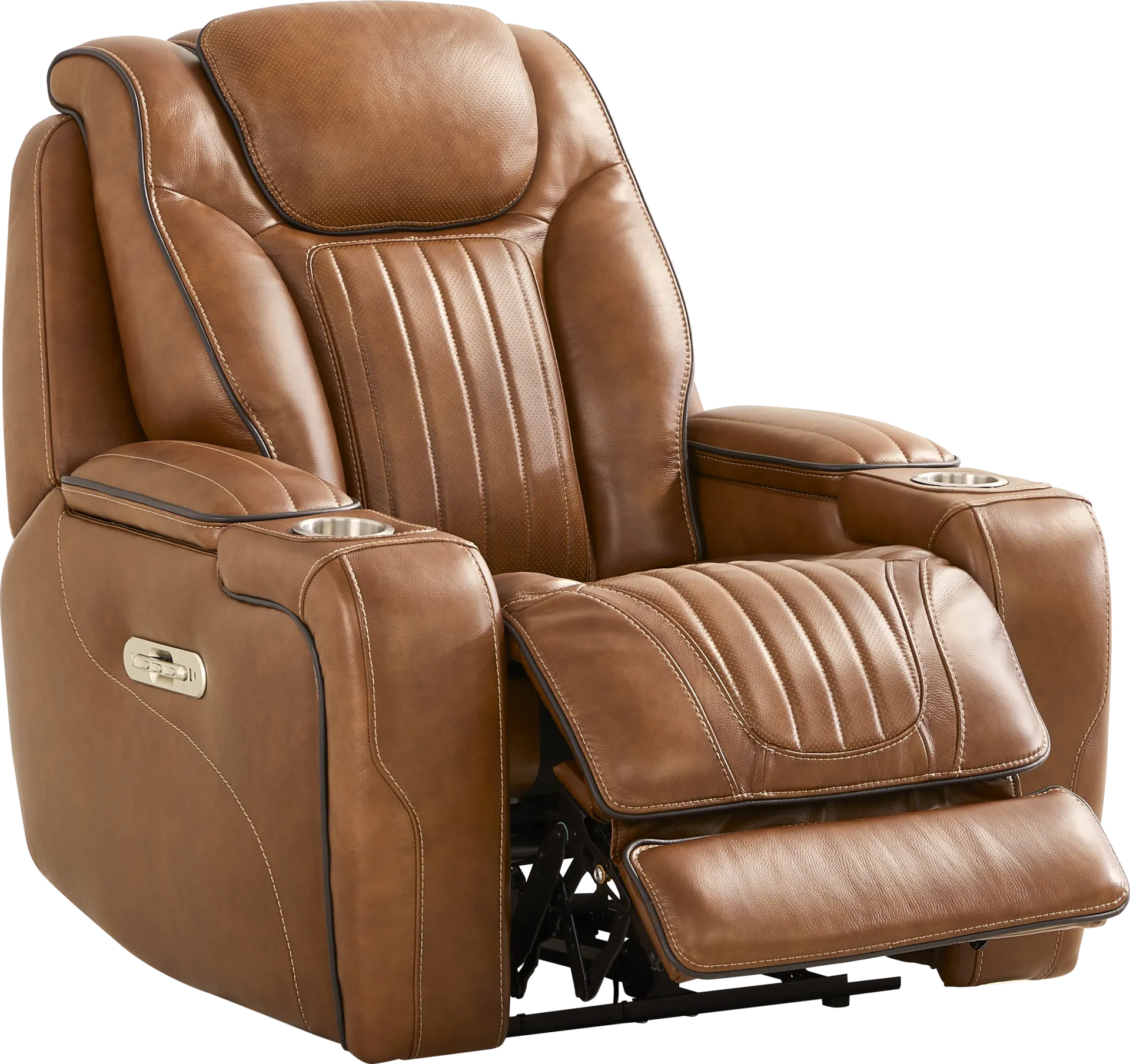 Amplify Brown Leather Triple Power Recliner - Image 1