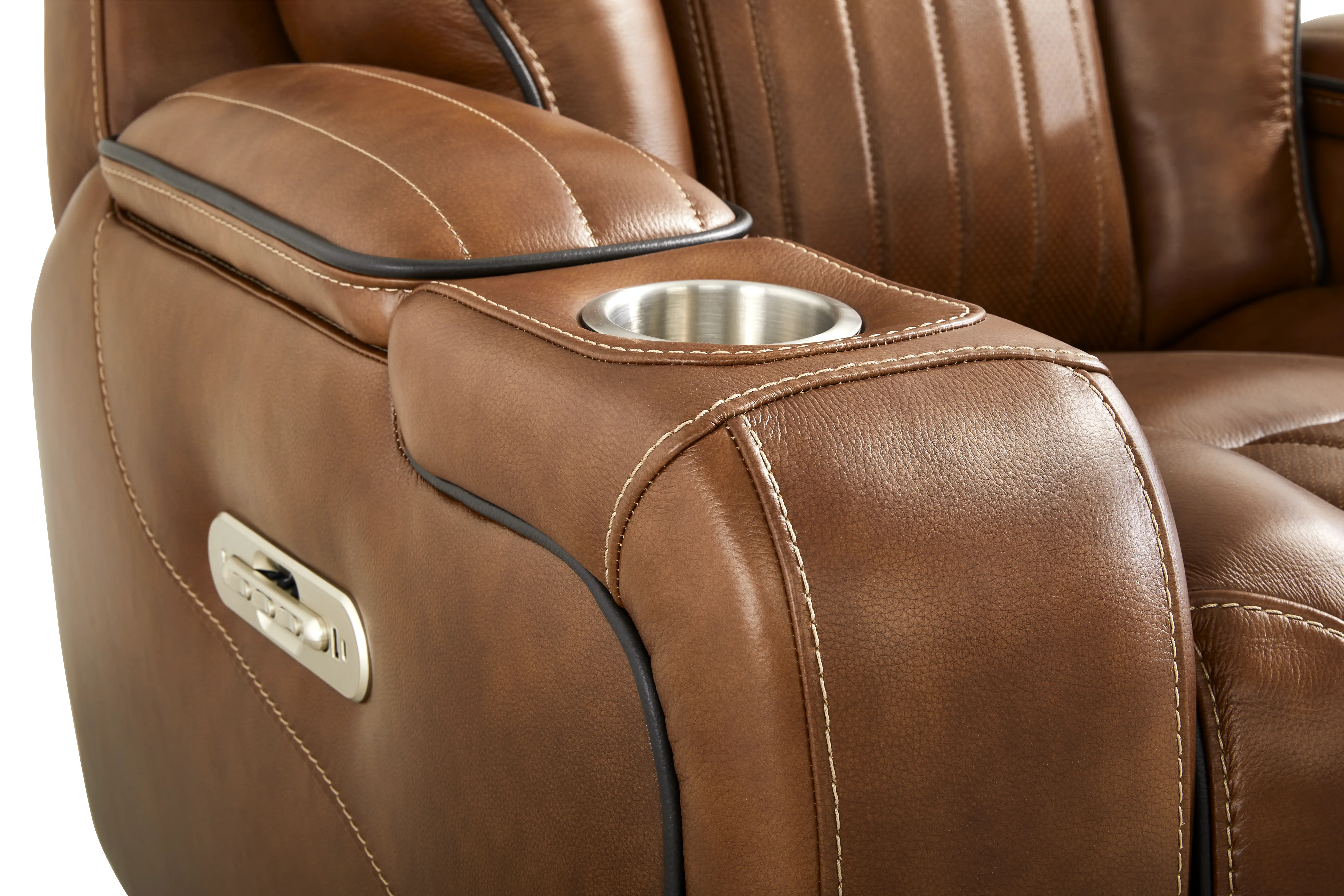 Amplify Brown Leather Triple Power Recliner - Image 30