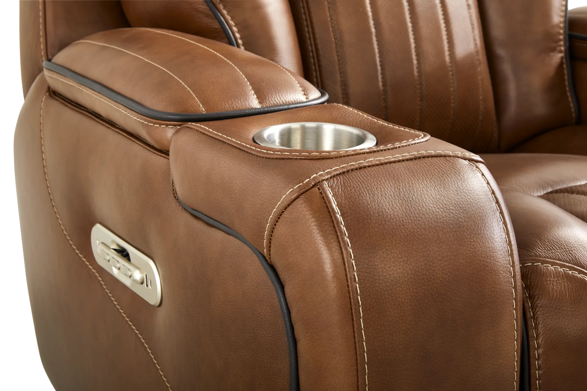 Amplify Brown Leather Triple Power Recliner - Image 30