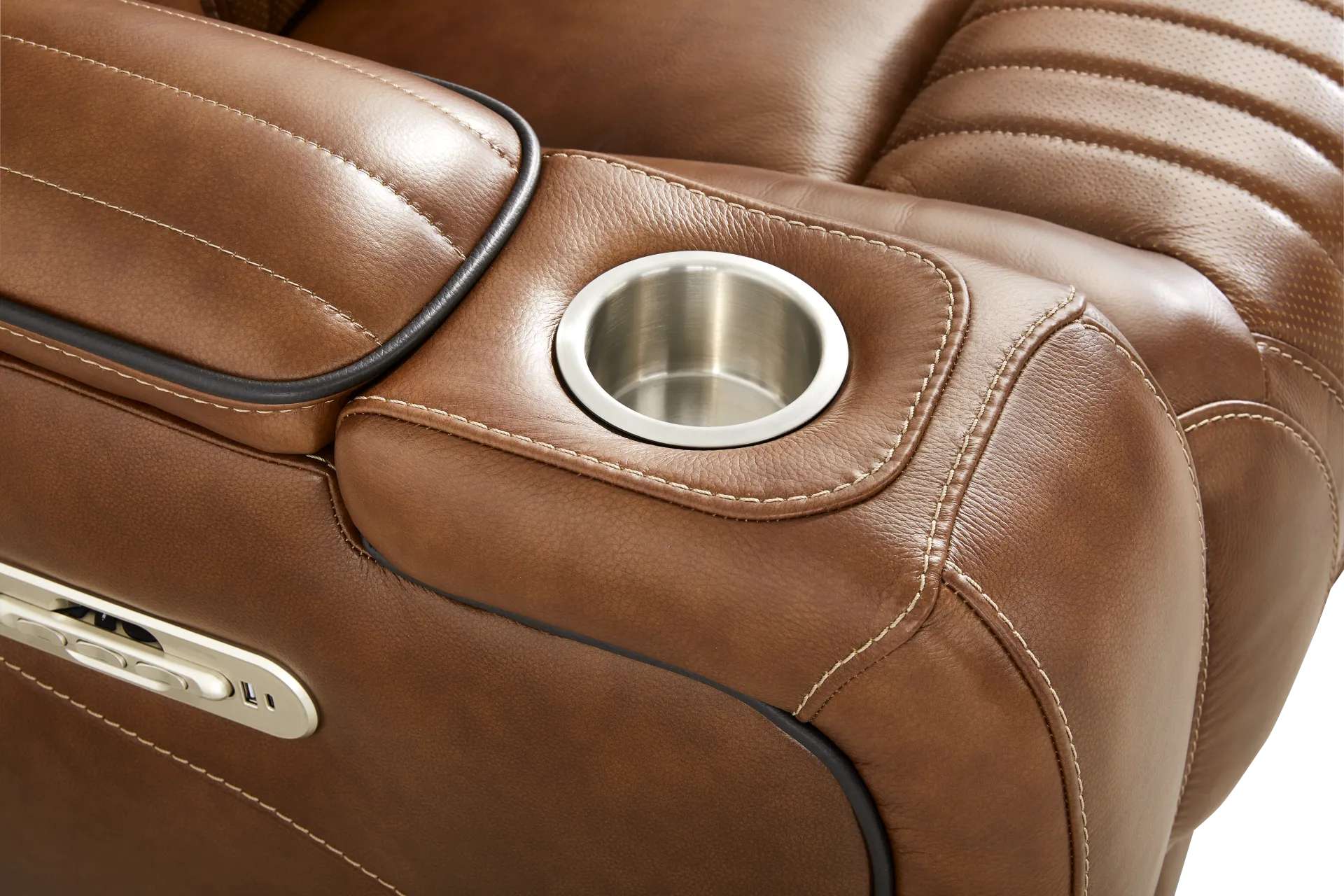 Amplify Brown Leather Triple Power Recliner - Image 32