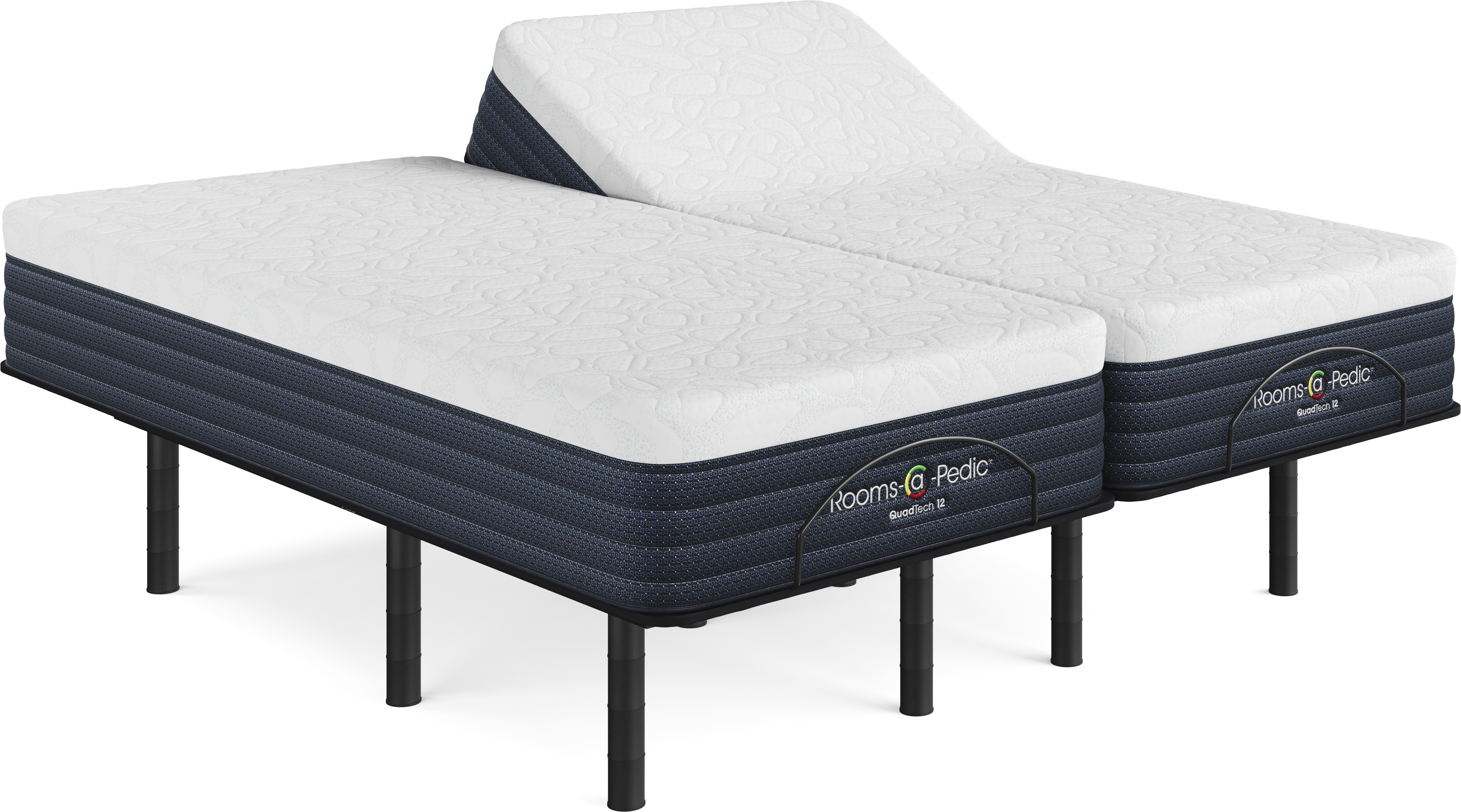 Rooms-a-Pedic QuadTech 12 Split King Mattress with Head Up Only Base - Thumbnail - Image 1