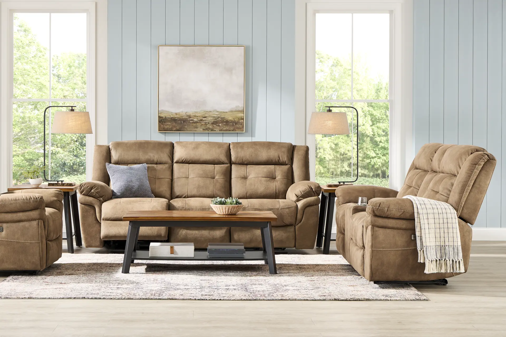 Hartford Brown 5 Pc Power Reclining Living Room