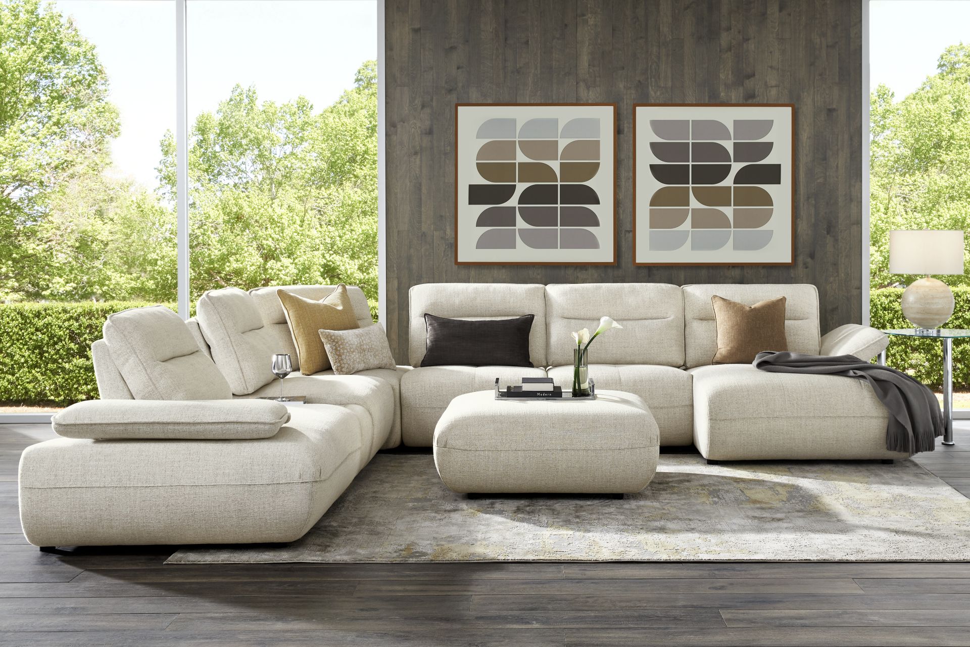 Olympia Linen 7 Pc Sectional with Audio - Image 1