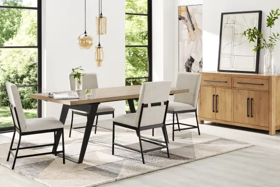 Grand Falls Natural Brown 5 Pc Dining Room with Upholstered Chairs