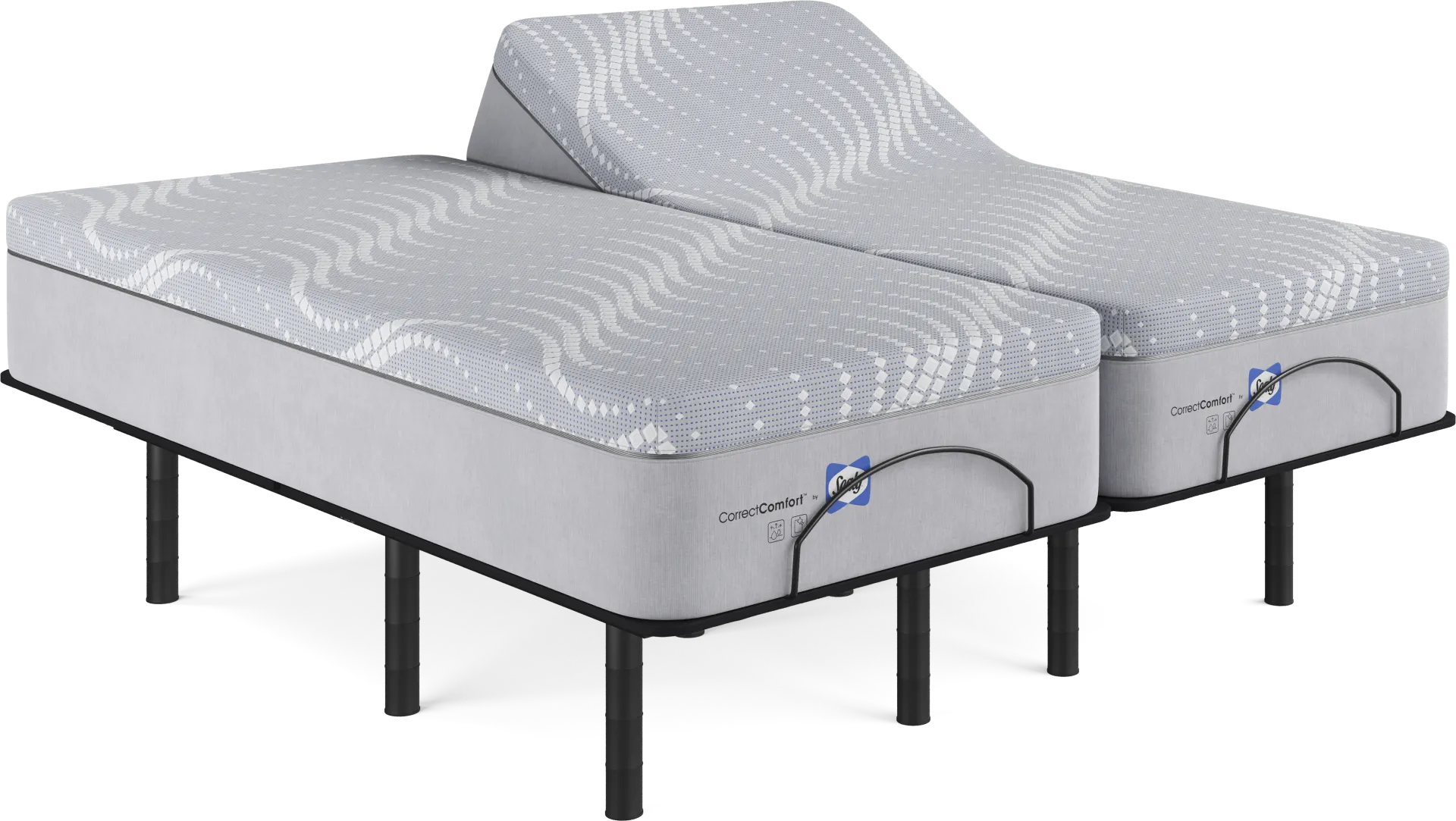 Sealy Correct Comfort Bradford Hill Split King Mattress with Head Up Only Base - Image 1