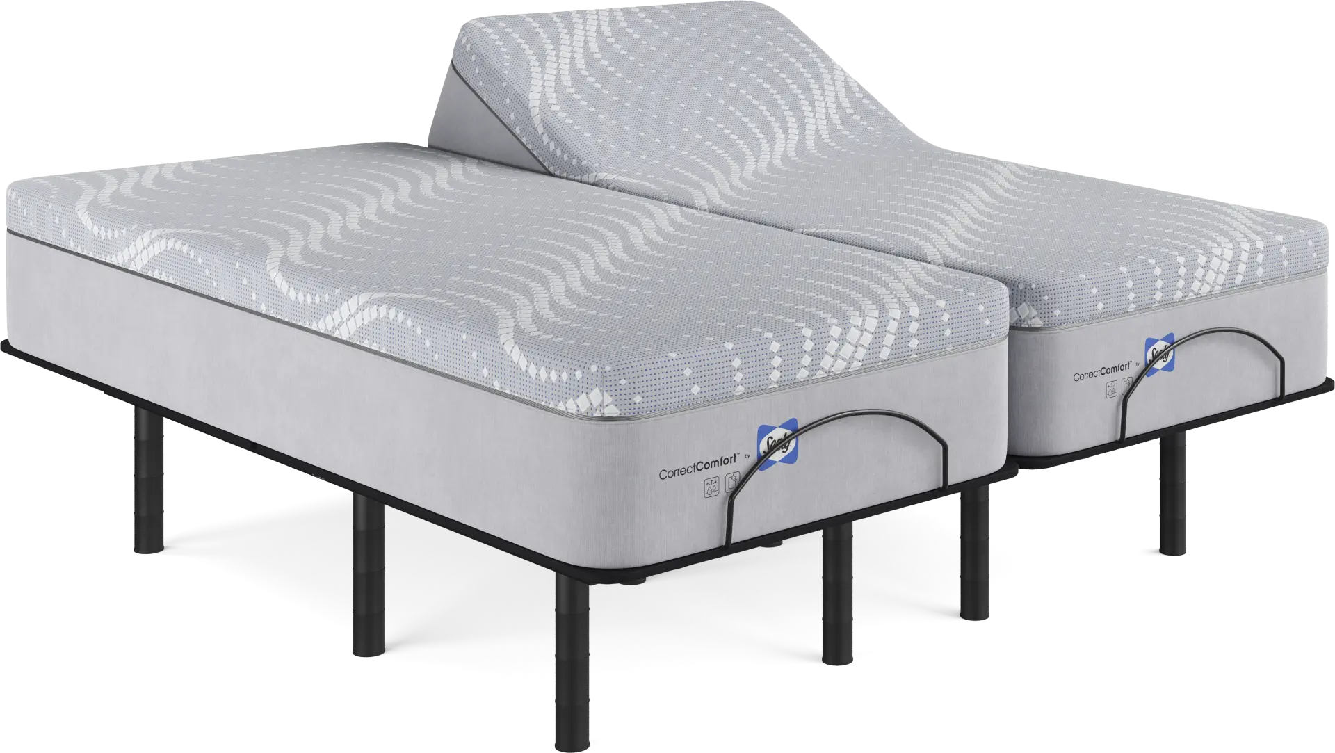 Sealy Correct Comfort Bradford Hill Split King Mattress with Head Up Only Base