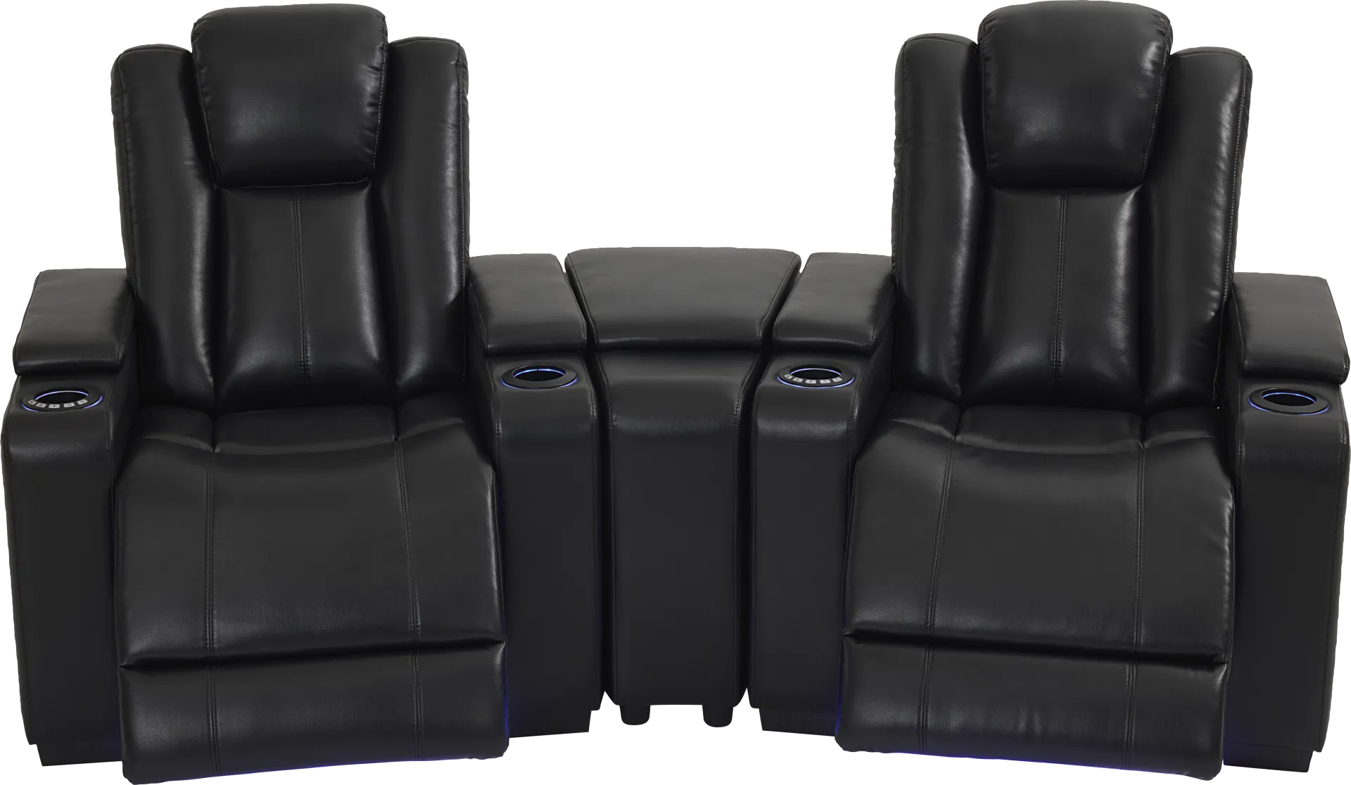 Maverick Black 3 Pc Dual Power Reclining Home Theater Sectional - Image 2